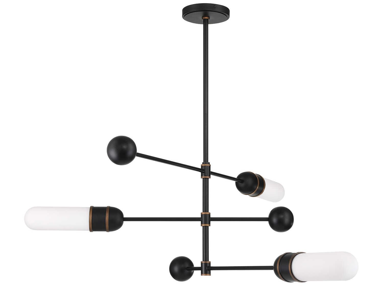 Crystorama Capsule 3-Light Matte Black Textured Gold Candelabra Chandelier