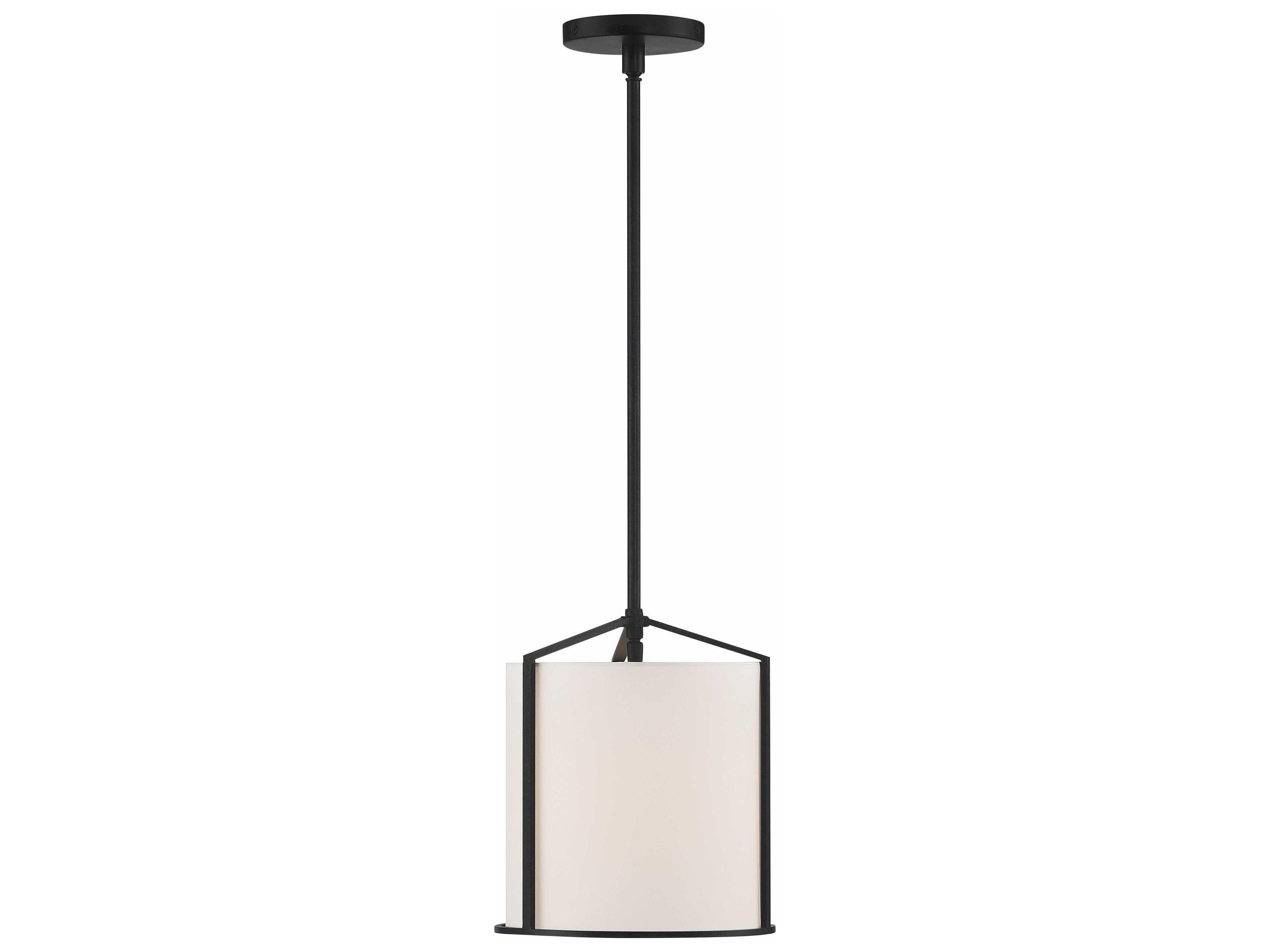 Crystorama Carlyn 1-Light Black Drum Mini Pendant