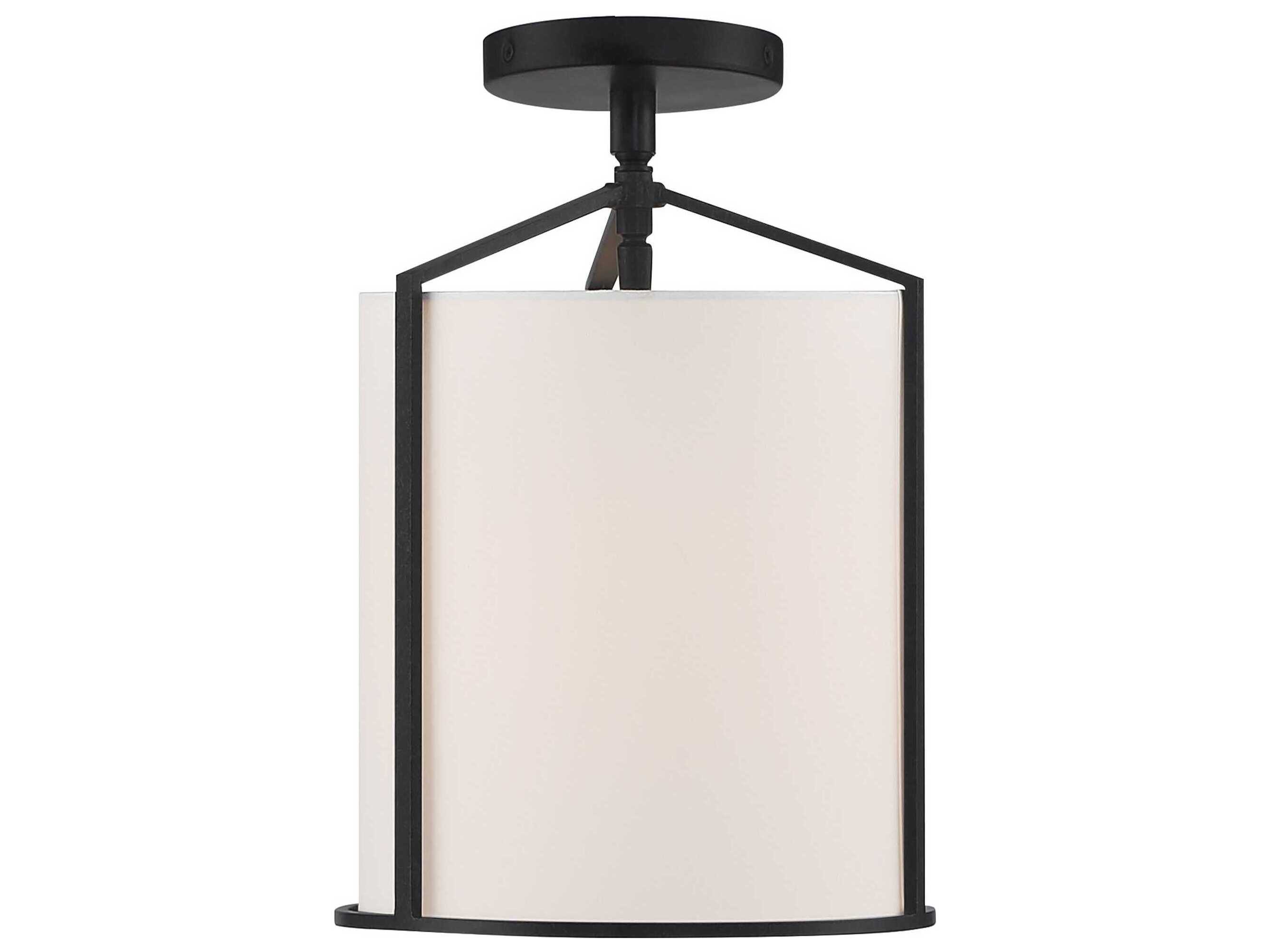 Crystorama Carlyn 1-Light Black Drum Semi Flush Mount