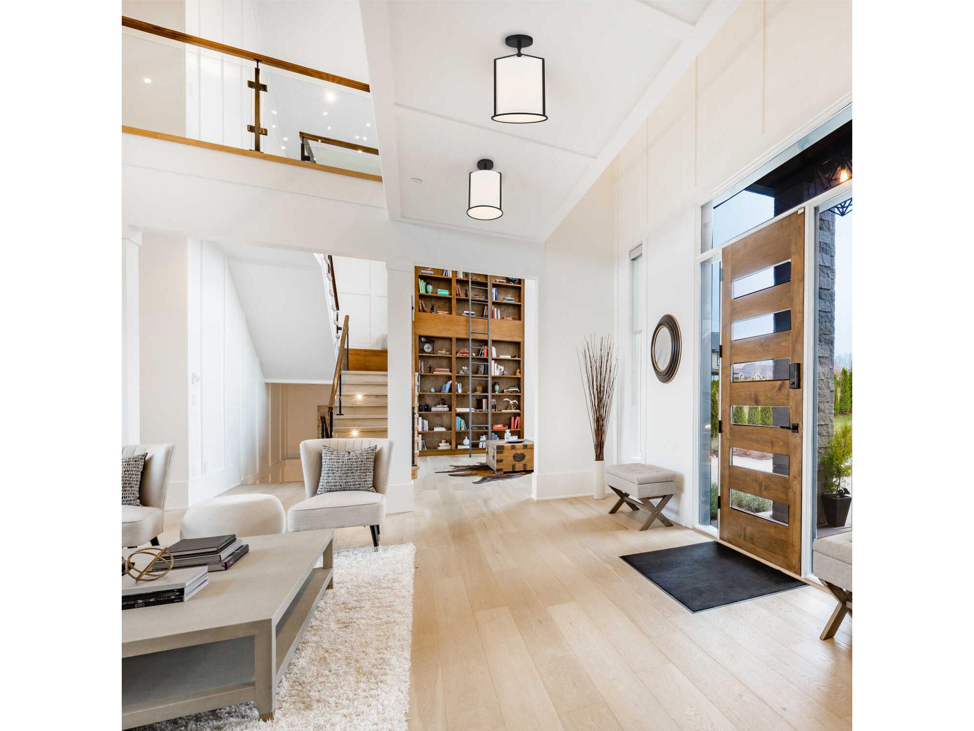 Crystorama Carlyn 1-Light Black Drum Semi Flush Mount