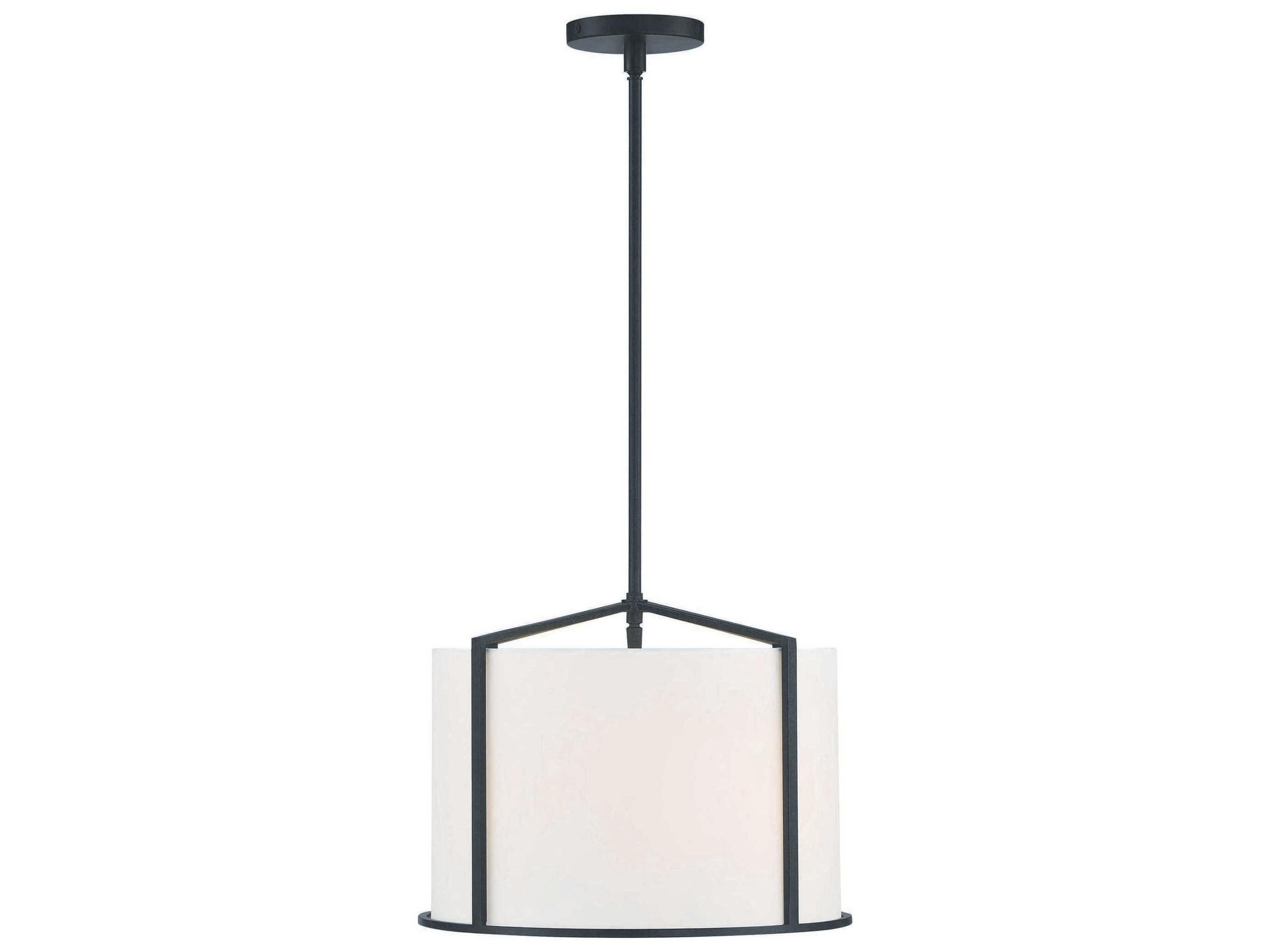 Crystorama Carlyn 4-Light Black Drum Pendant
