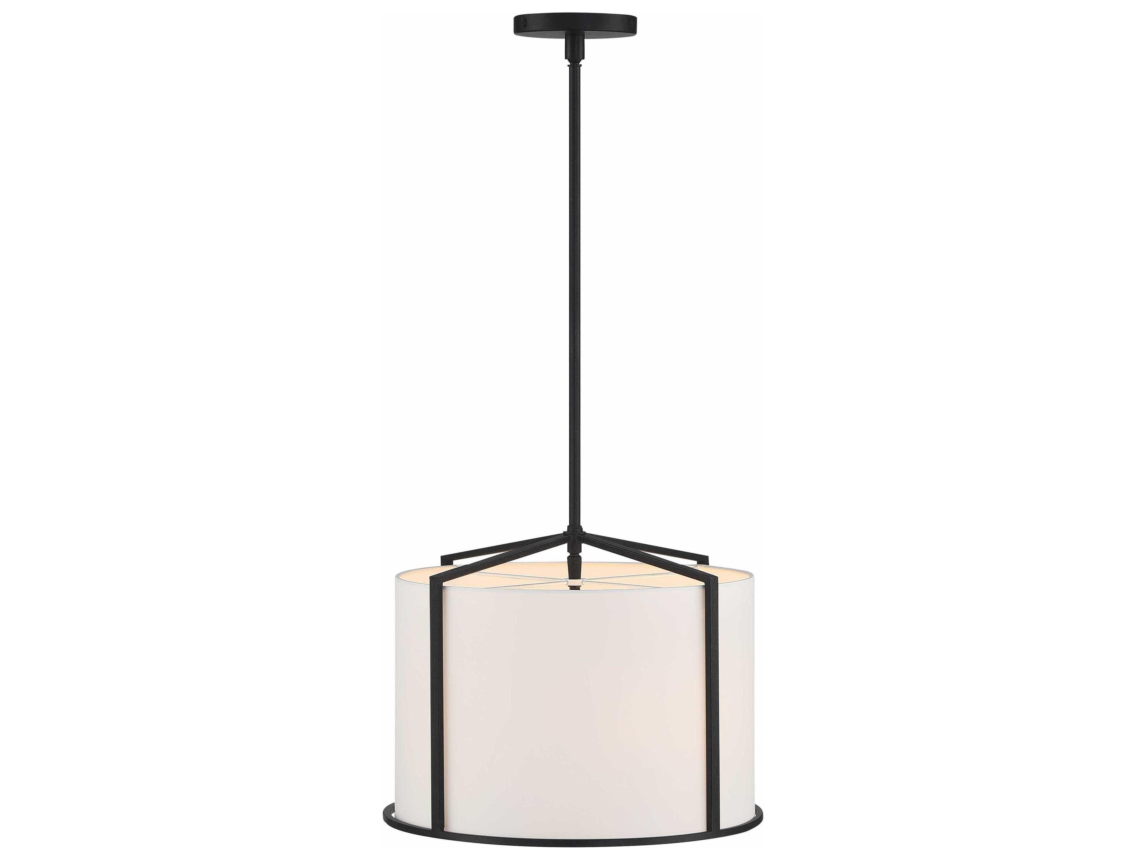 Crystorama Carlyn 4-Light Black Drum Pendant