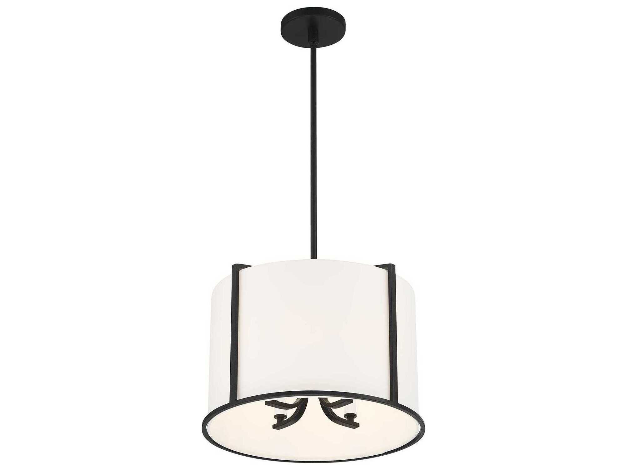 Crystorama Carlyn 4-Light Black Drum Pendant