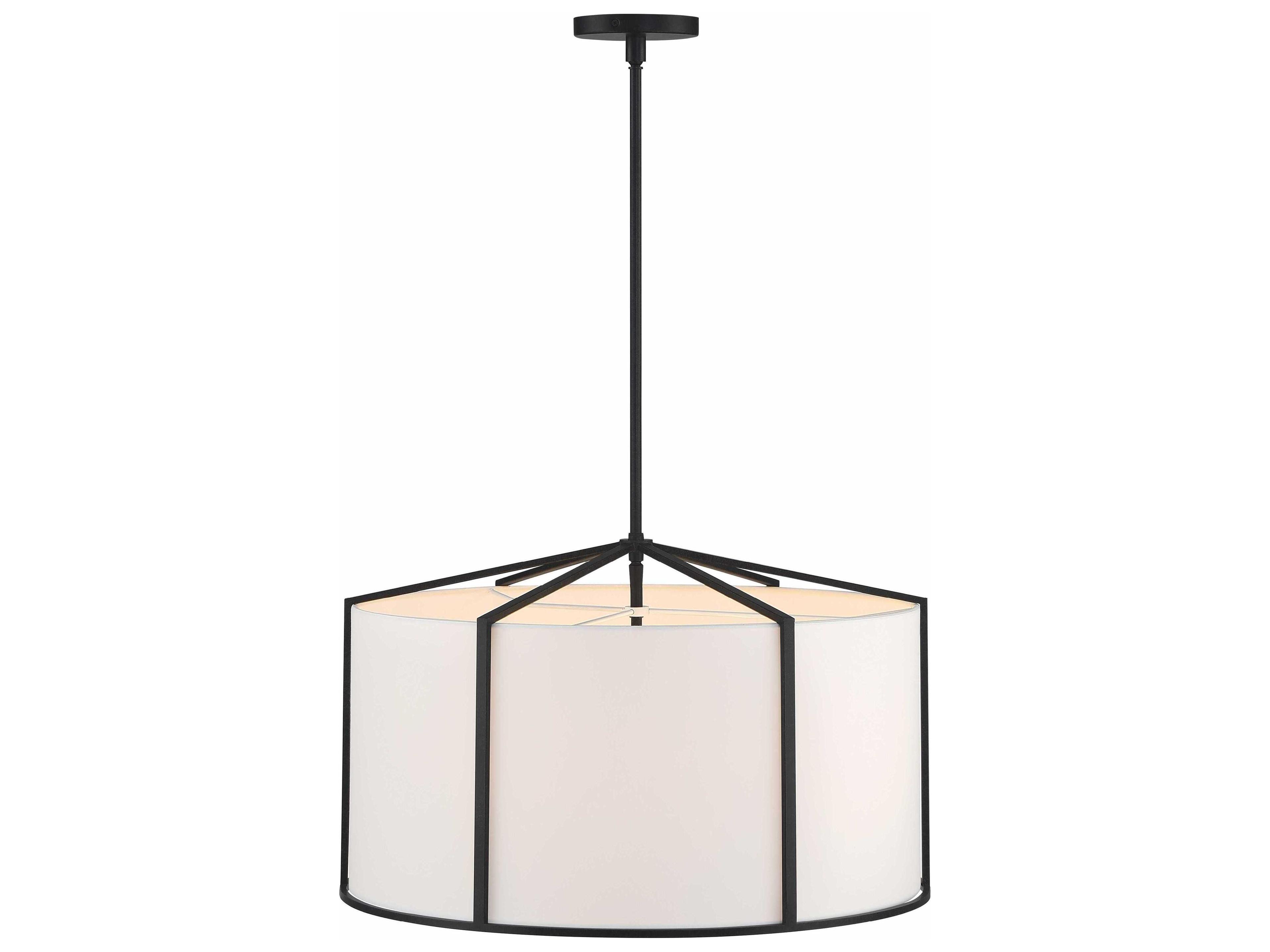 Crystorama Carlyn 6-Light Black Drum Pendant