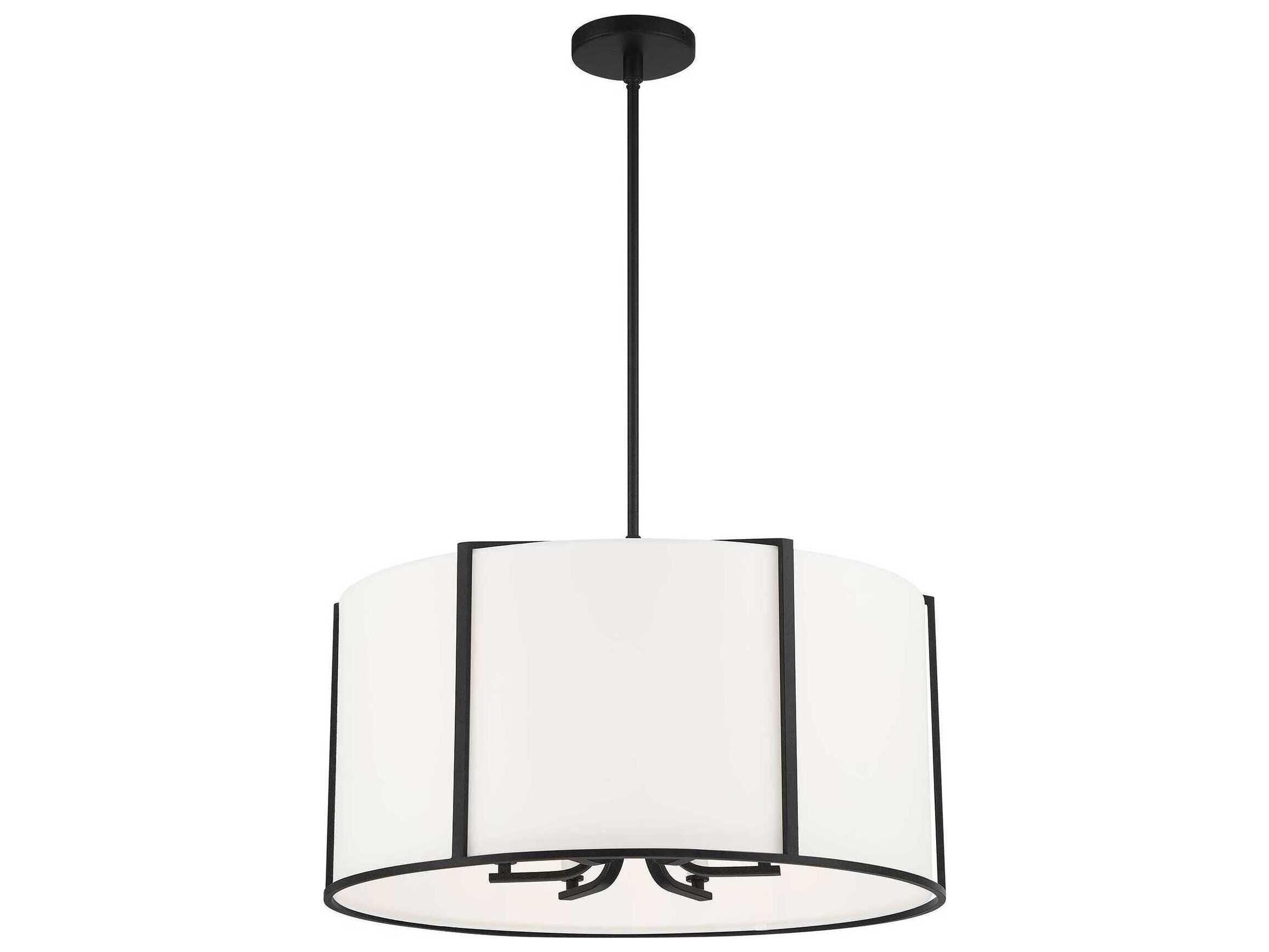 Crystorama Carlyn 6-Light Black Drum Pendant