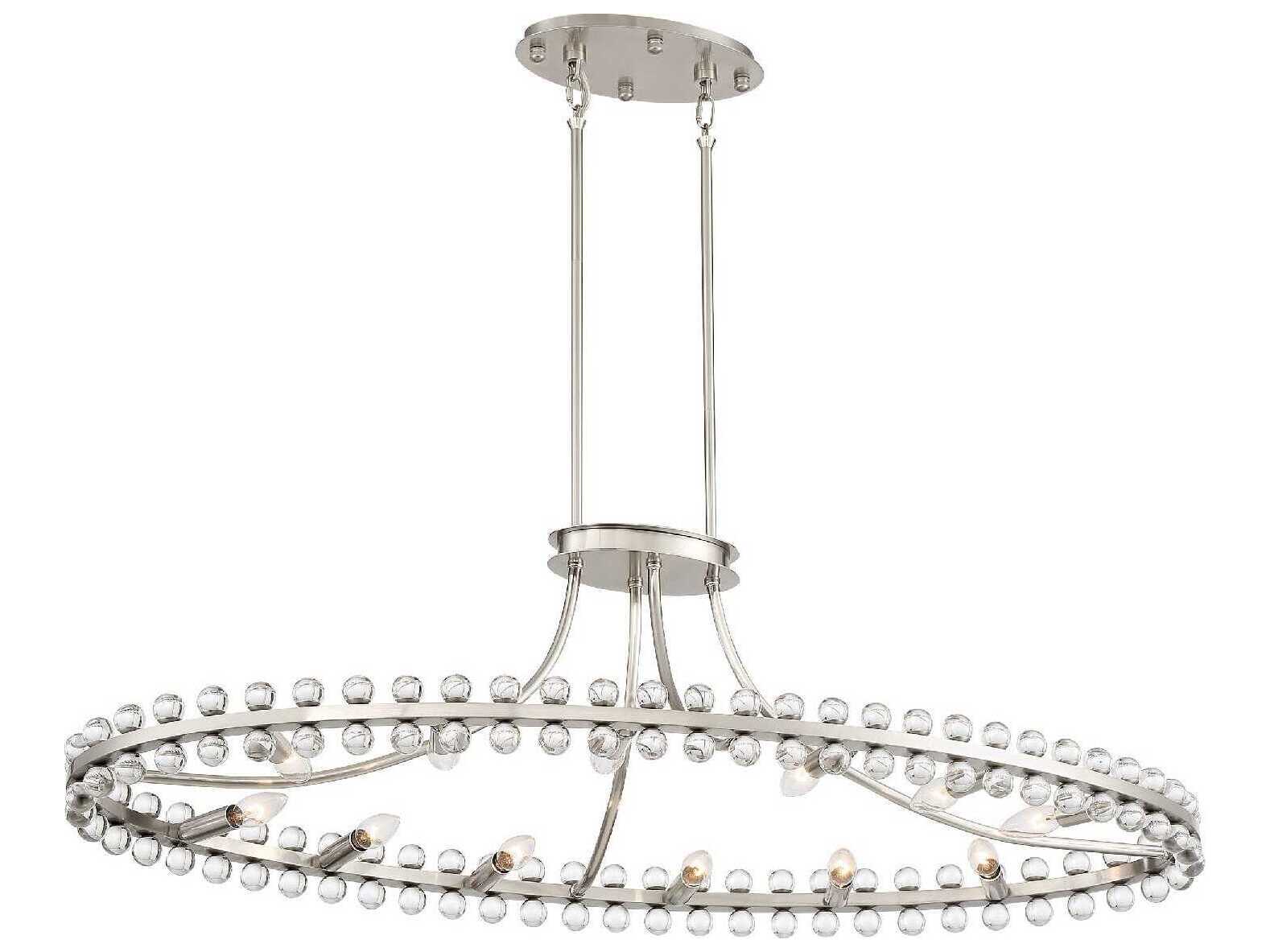 Crystorama Clover 12-Light Brushed Nickel Glass Island Pendant