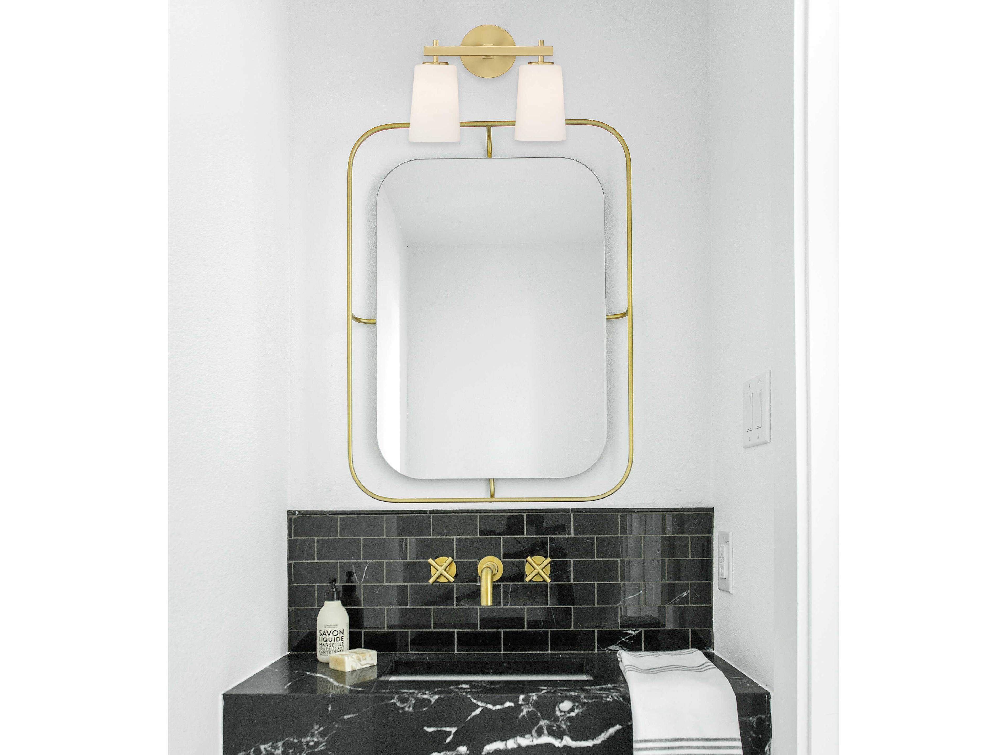 Crystorama Colton 2-Light Aged Brass Glass Vanity Light