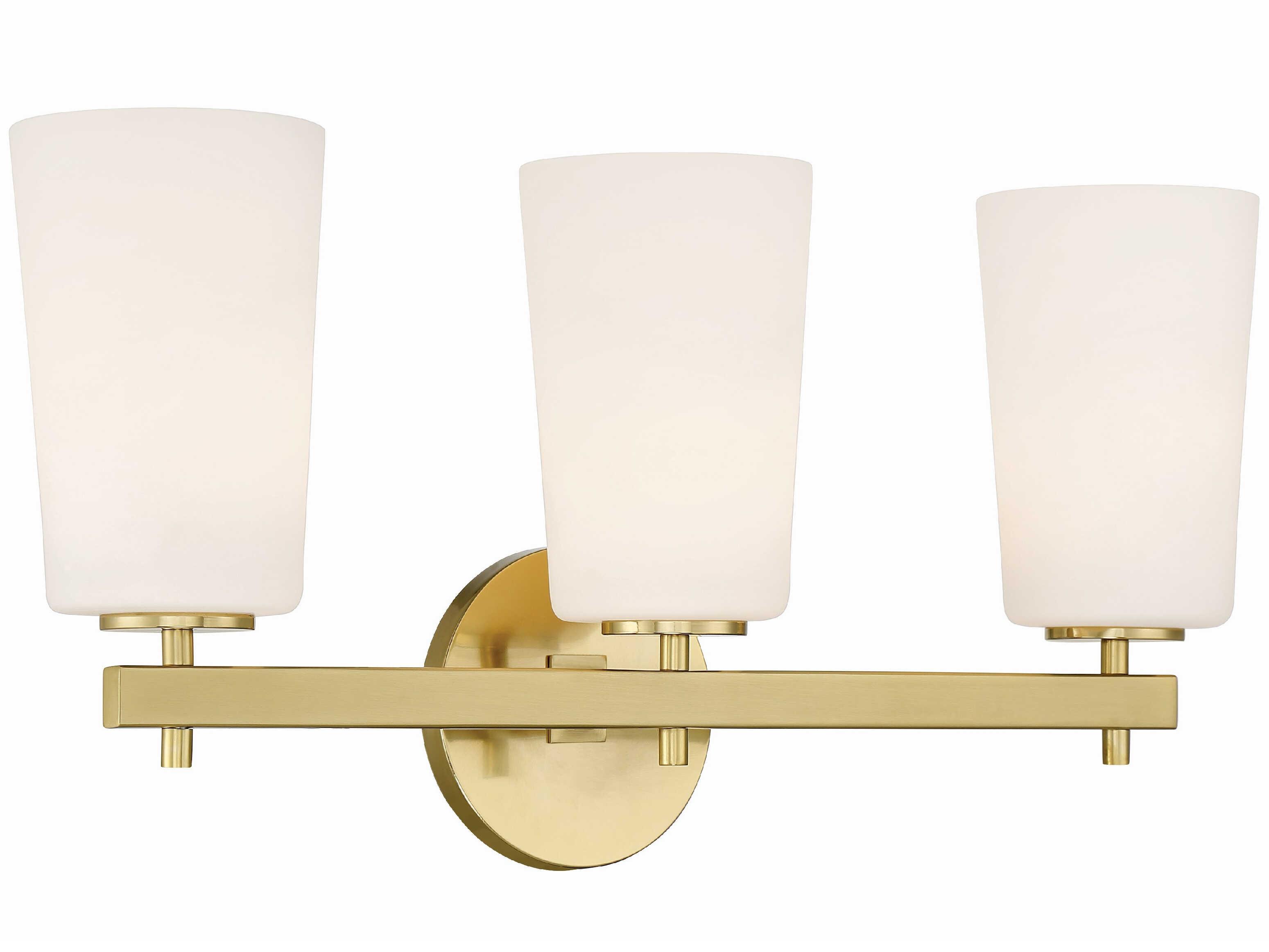 Crystorama Colton 3-Light Aged Brass Glass Vanity Light
