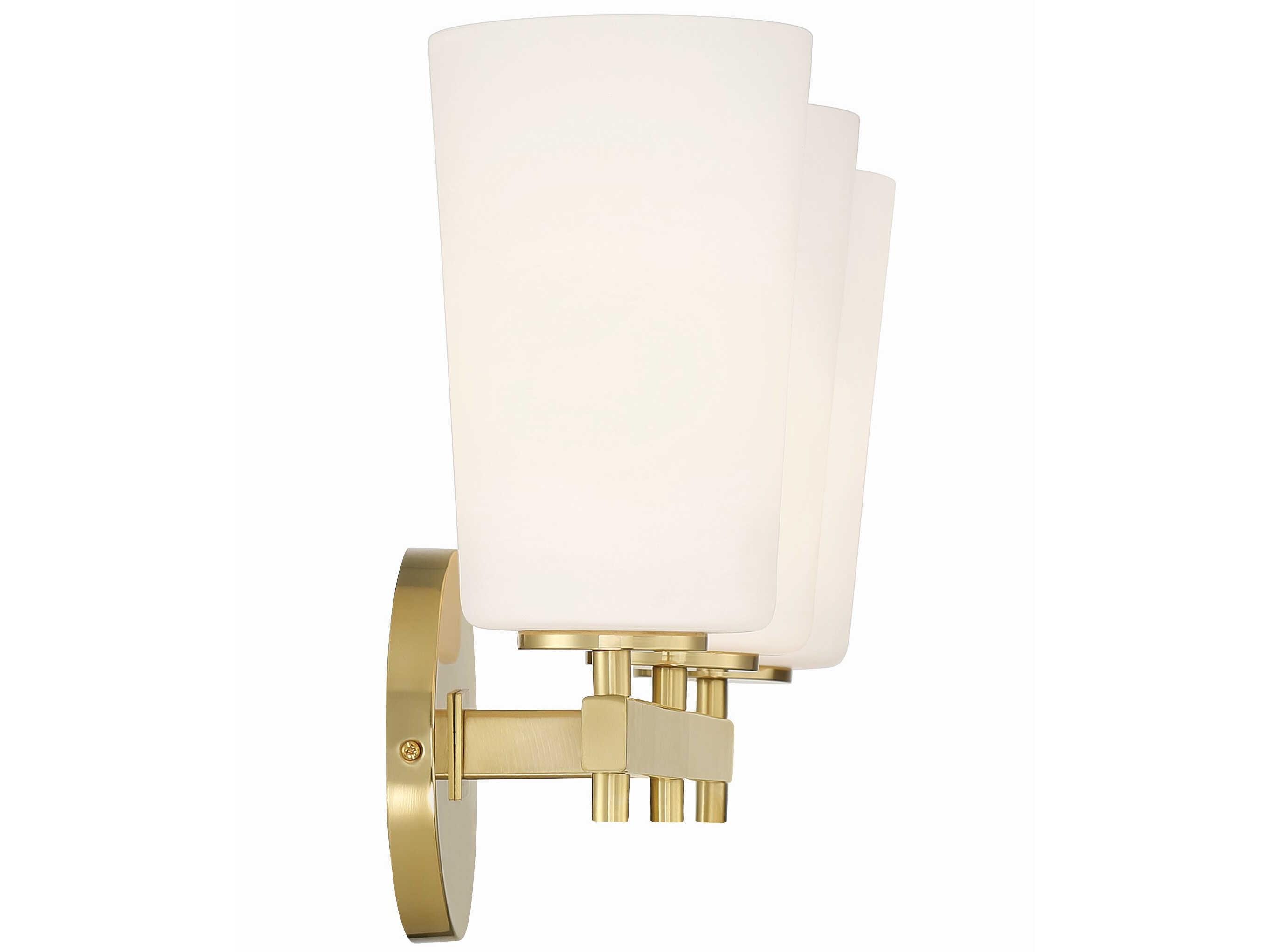 Crystorama Colton 3-Light Aged Brass Glass Vanity Light