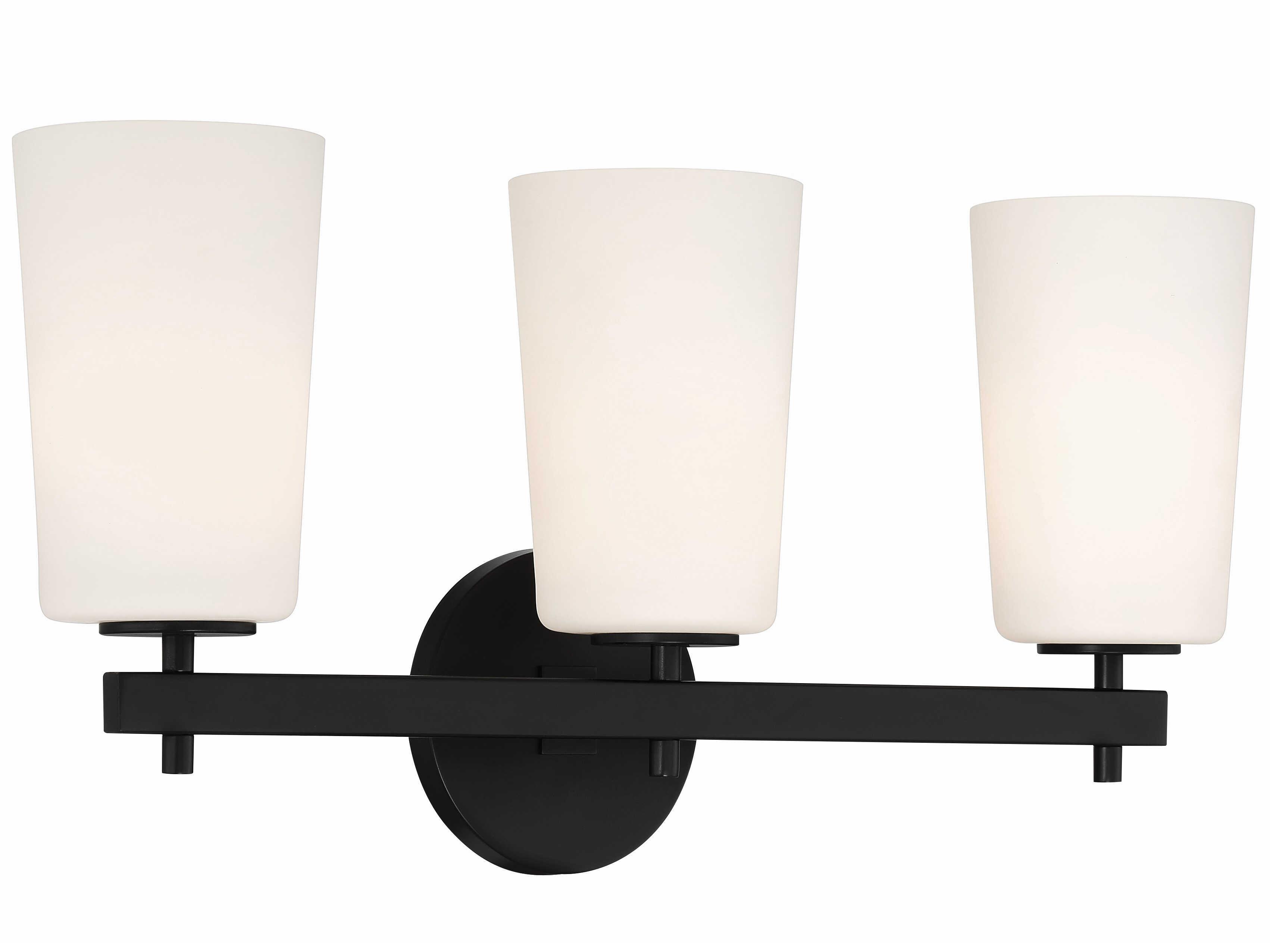 Crystorama Colton 3-Light Black Glass Vanity Light