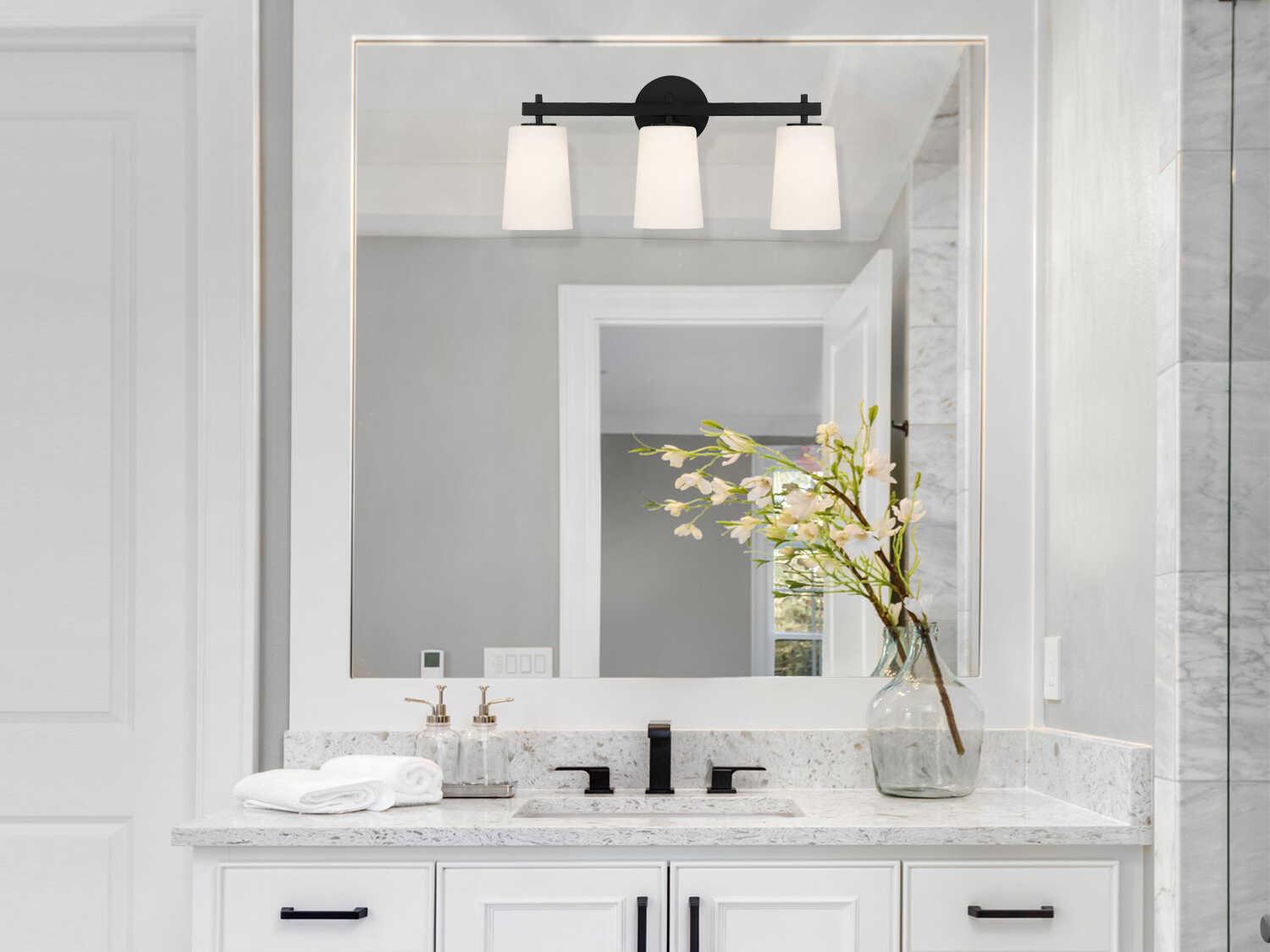 Crystorama Colton 3-Light Black Glass Vanity Light