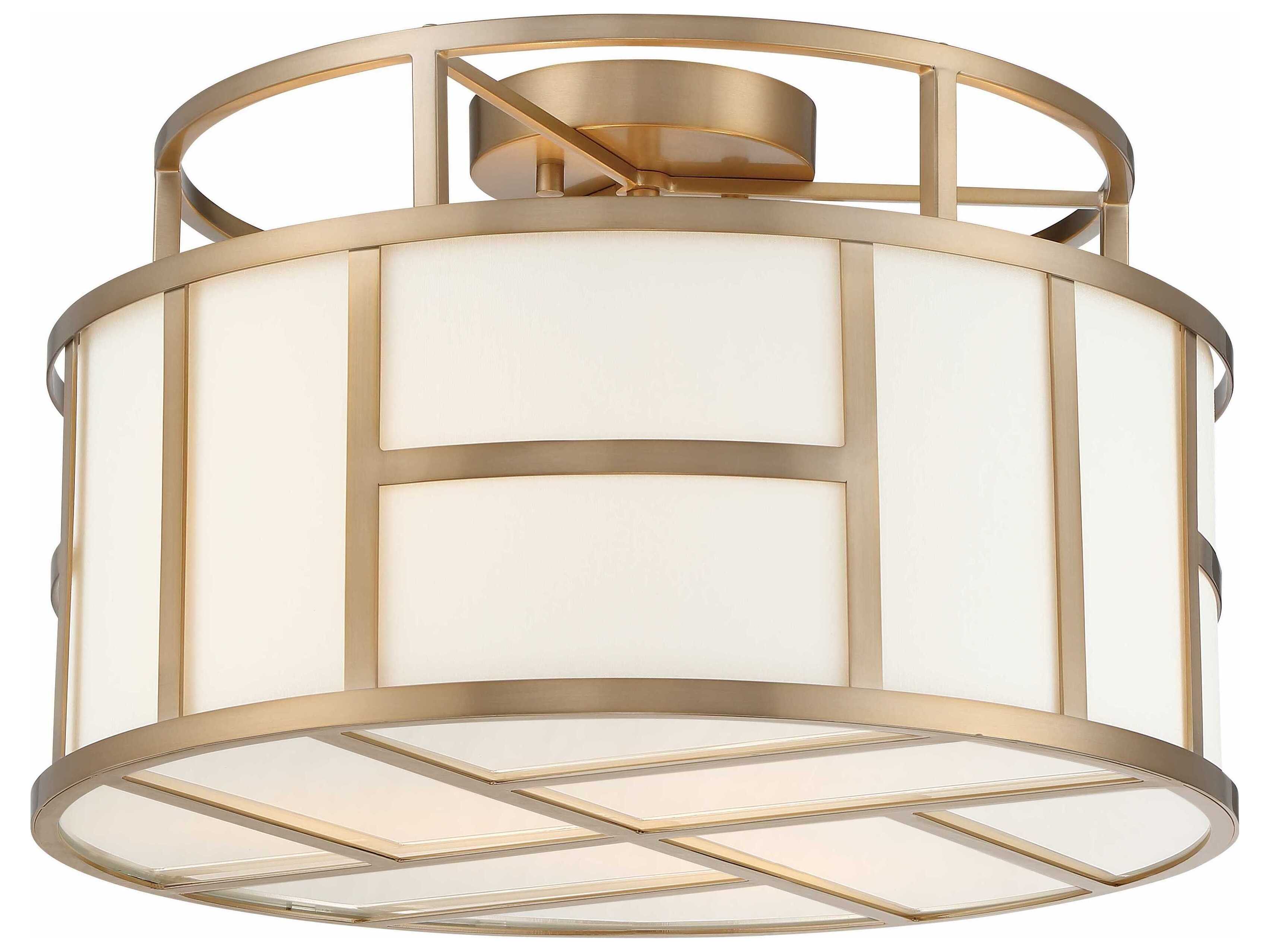 Crystorama Danielson 3-Light Gold Drum Semi Flush Mount