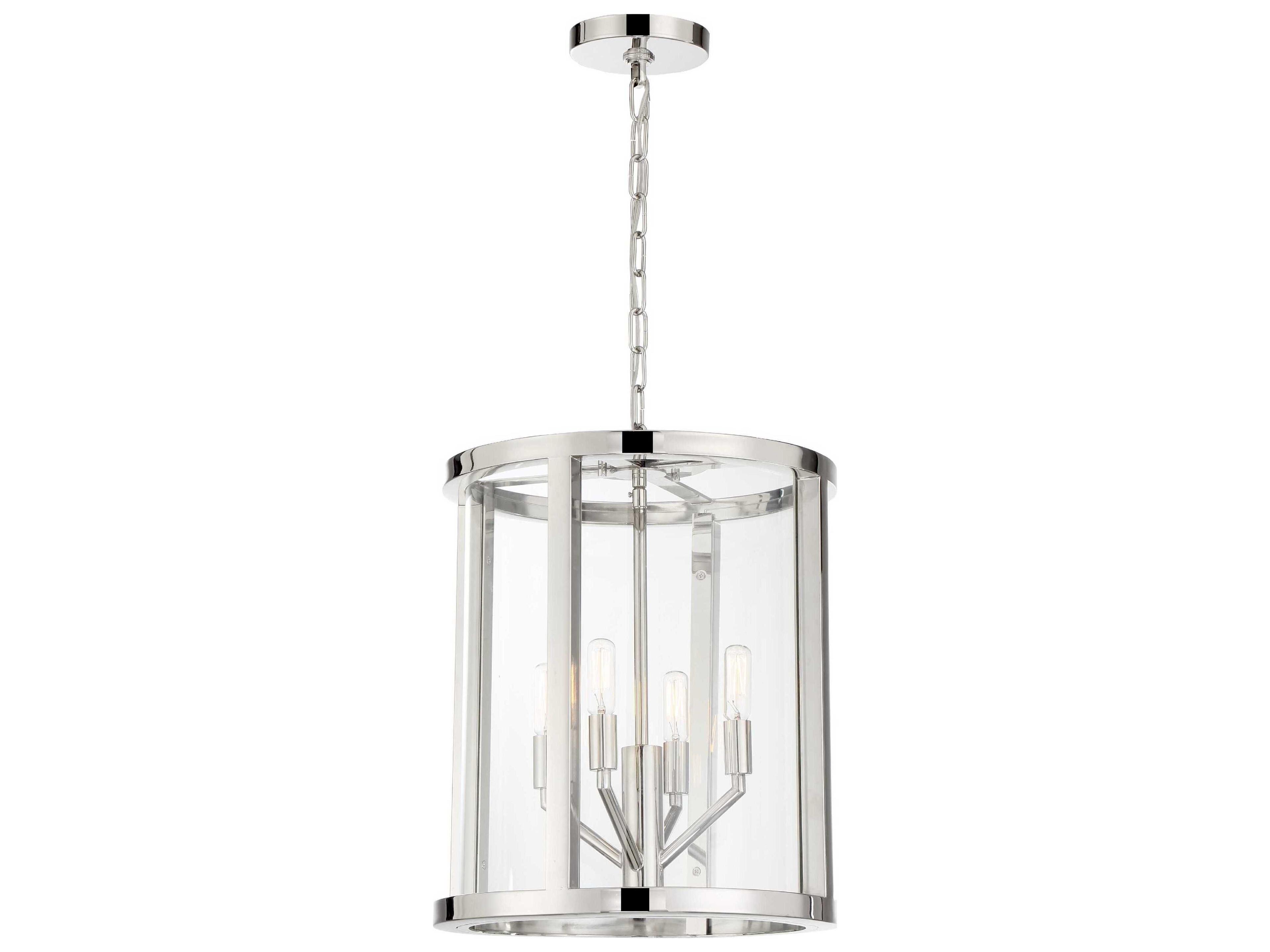 Crystorama Devon 4-Light Polished Nickel Glass Candelabra Cylinder Chandelier