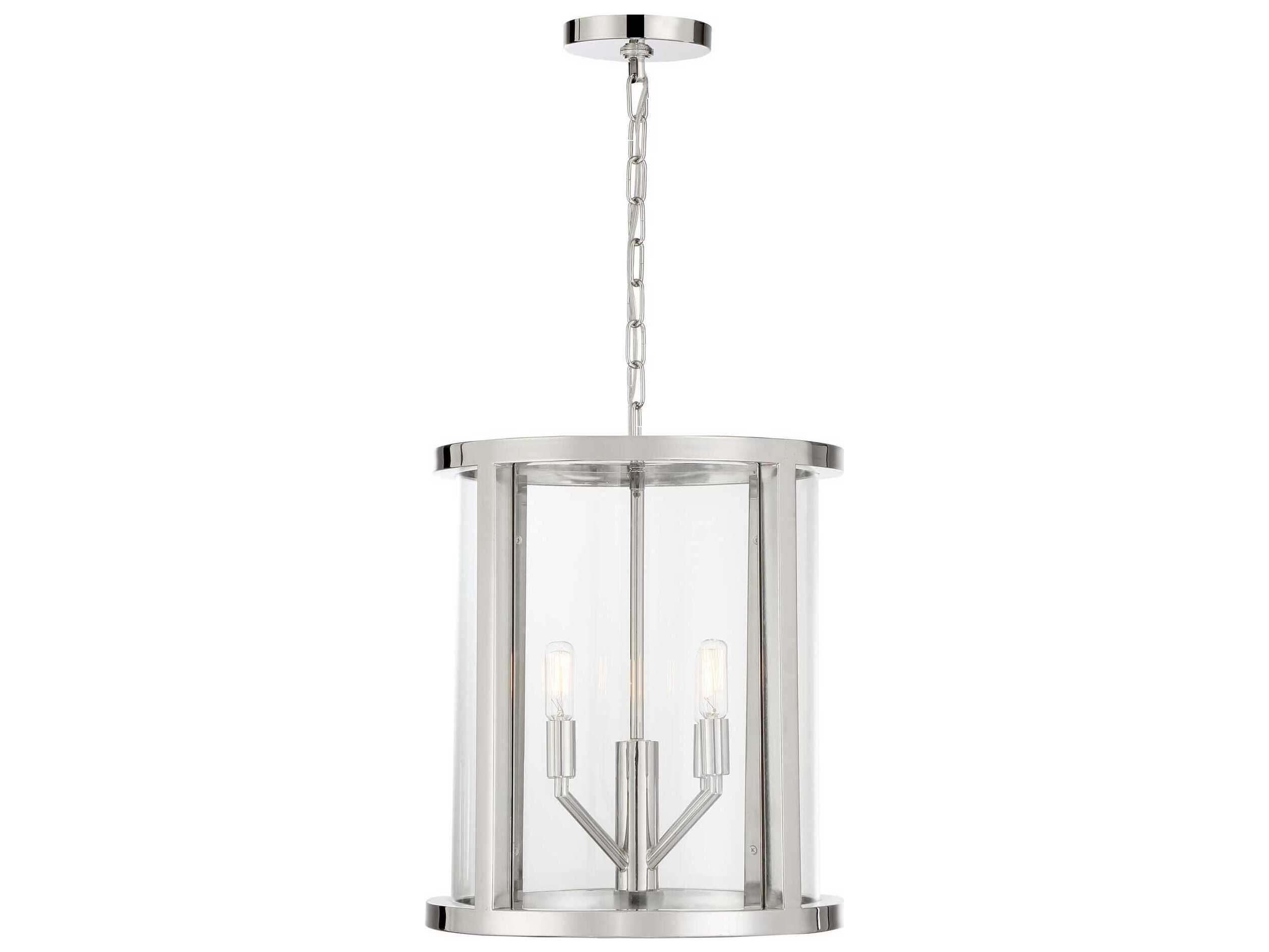 Crystorama Devon 4-Light Polished Nickel Glass Candelabra Cylinder Chandelier