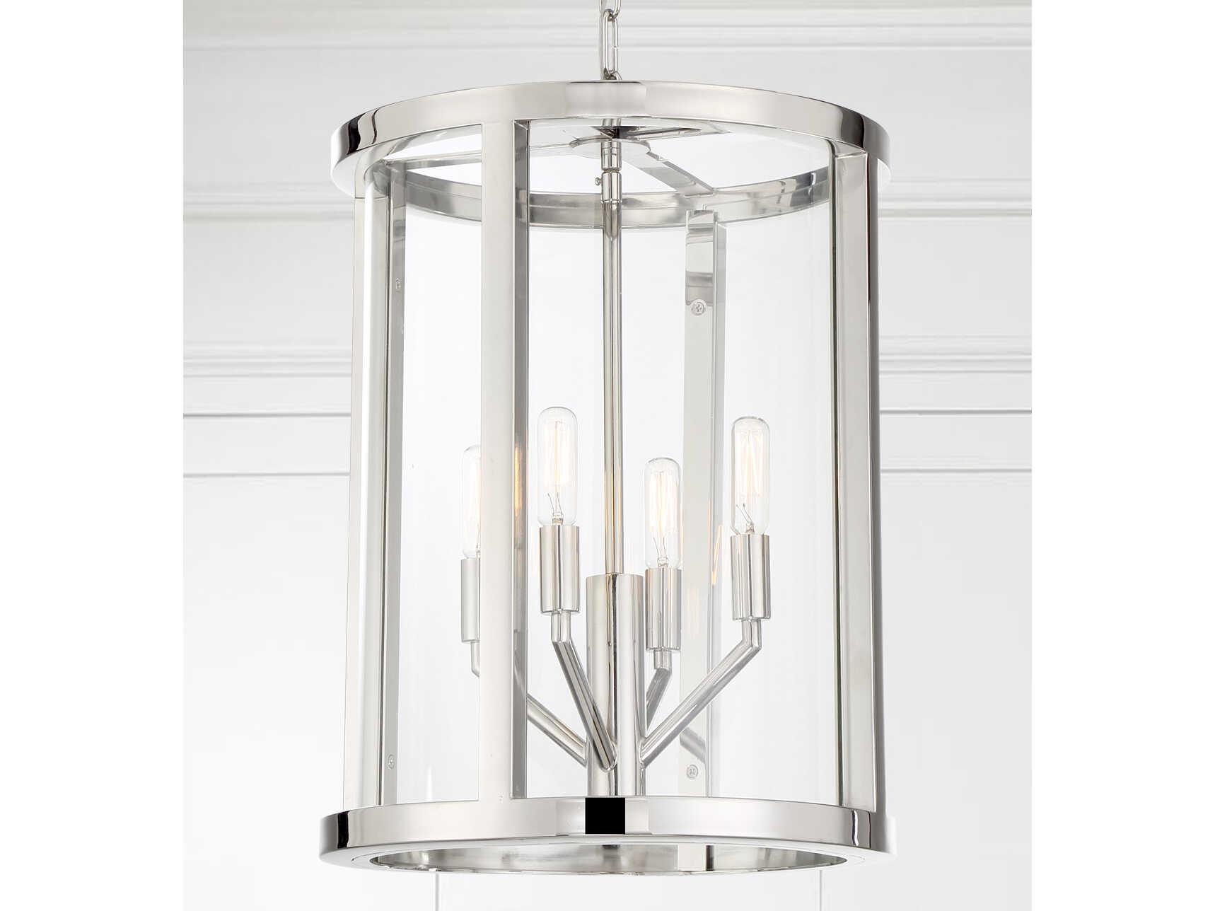 Crystorama Devon 4-Light Polished Nickel Glass Candelabra Cylinder Chandelier