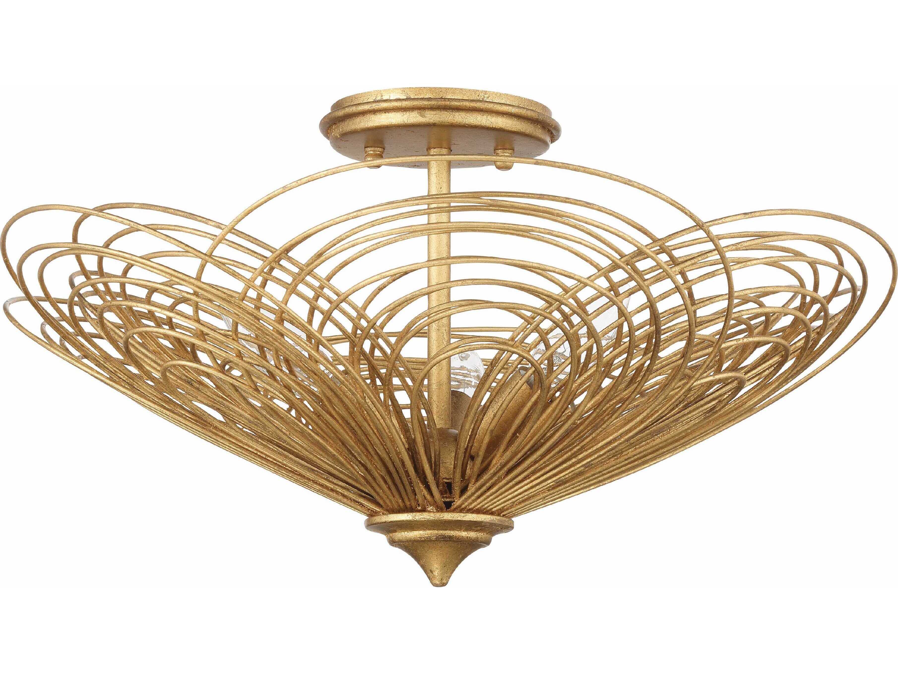 Crystorama Doral 3-Light Renaissance Gold Semi Flush Mount