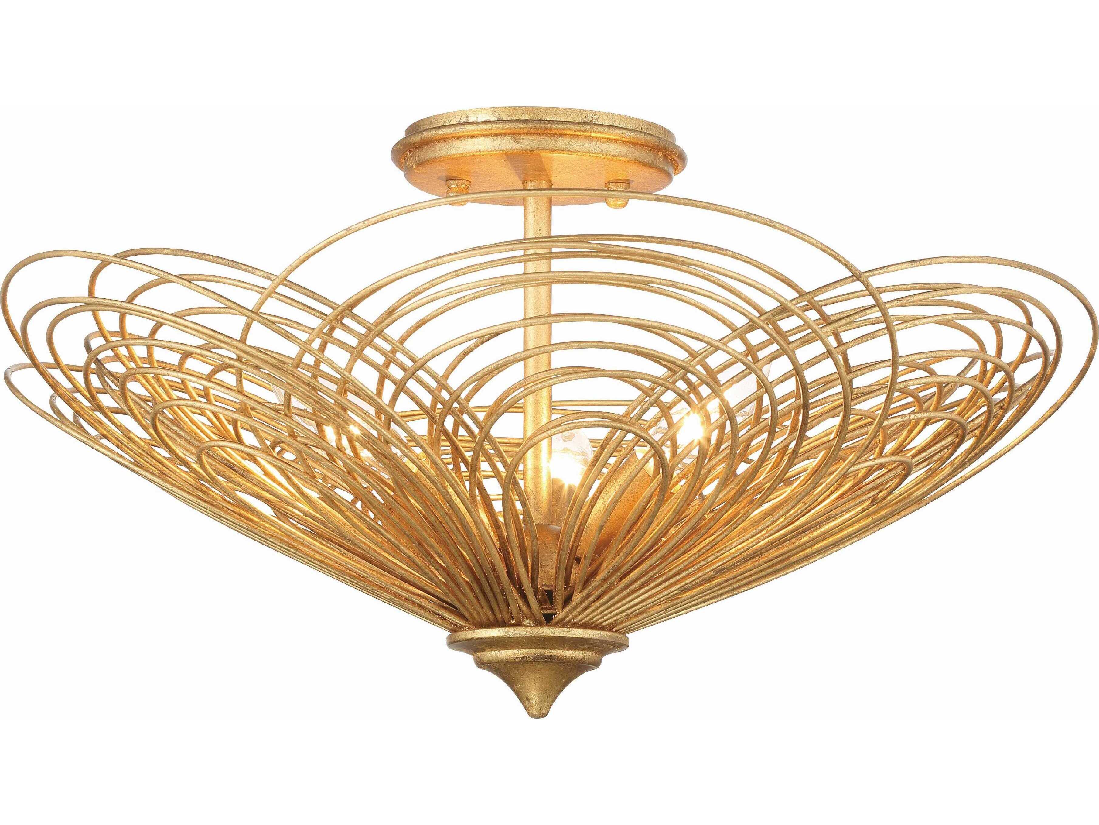Crystorama Doral 3-Light Renaissance Gold Semi Flush Mount