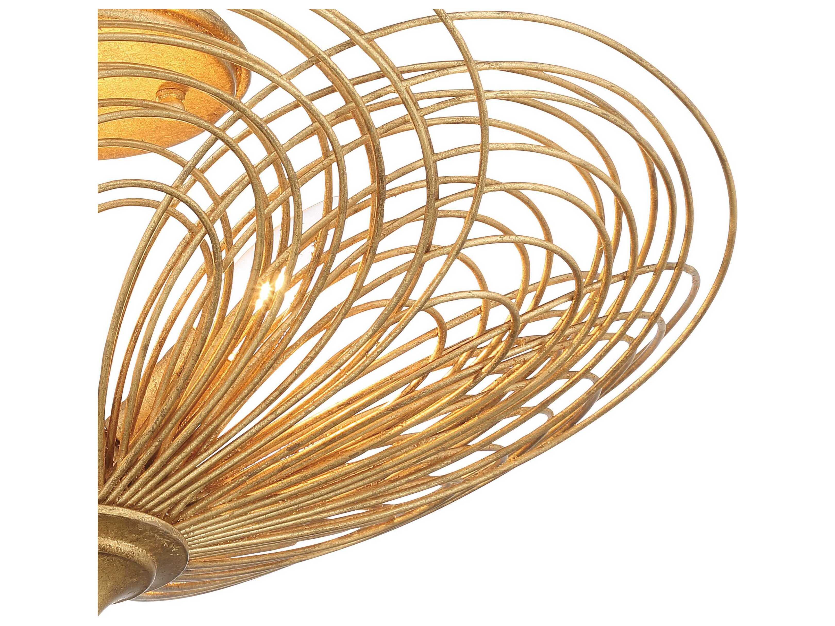 Crystorama Doral 3-Light Renaissance Gold Semi Flush Mount