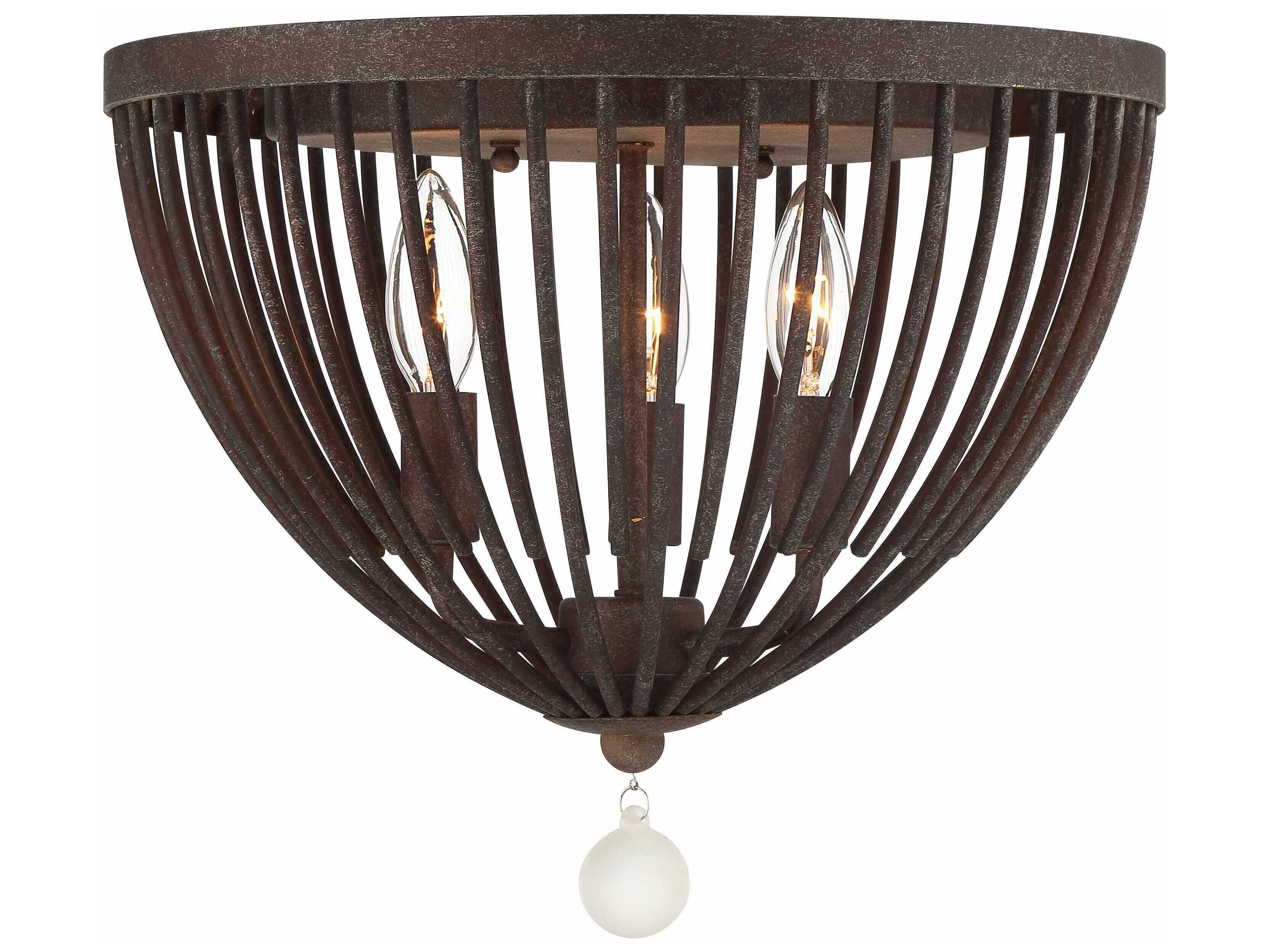 Crystorama Duval 3-Light Forged Bronze Bowl Flush Mount