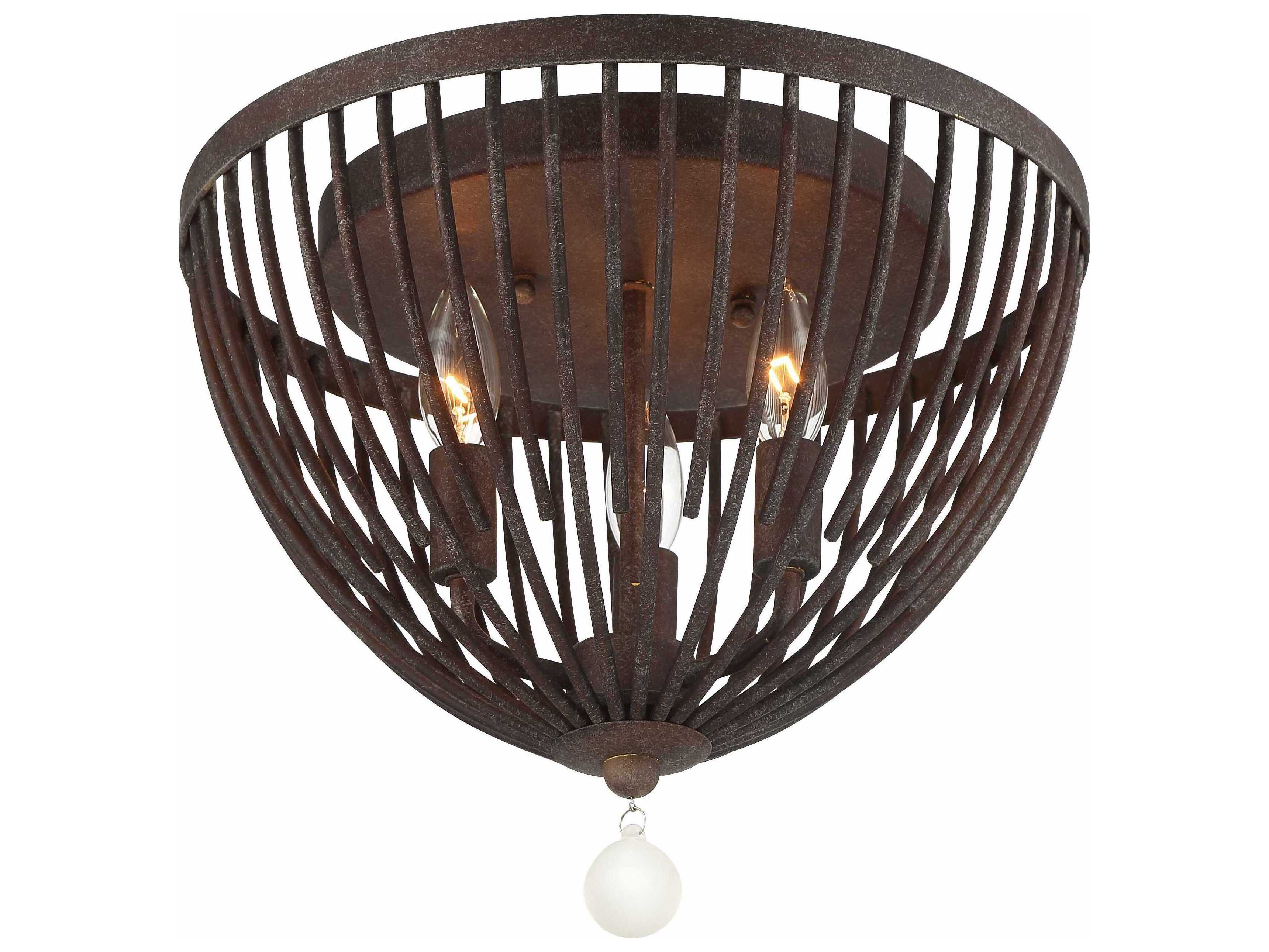 Crystorama Duval 3-Light Forged Bronze Bowl Flush Mount