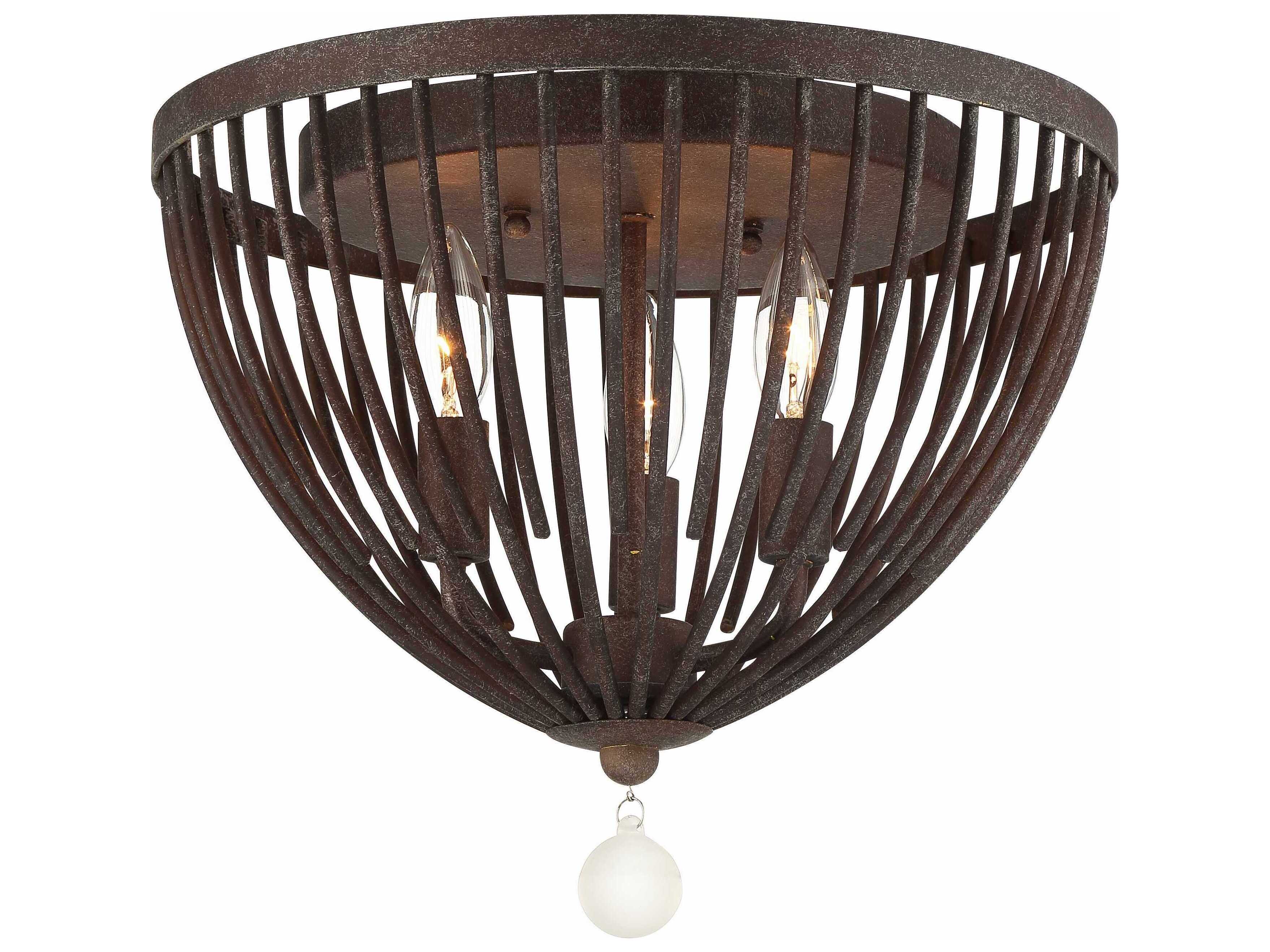 Crystorama Duval 3-Light Forged Bronze Bowl Flush Mount