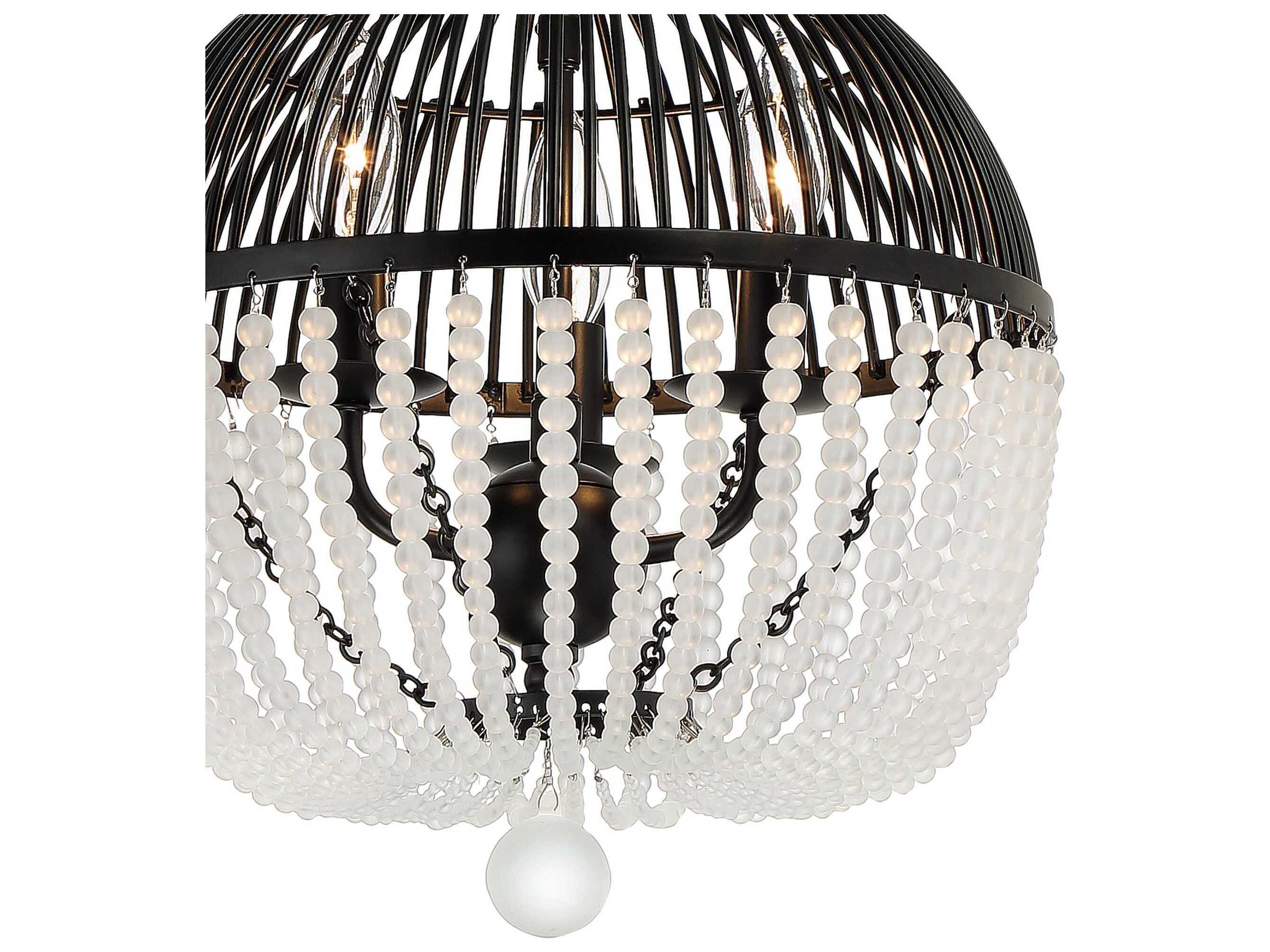 Crystorama Duval 3-Light Matte Black Glass Candelabra Globe Chandelier