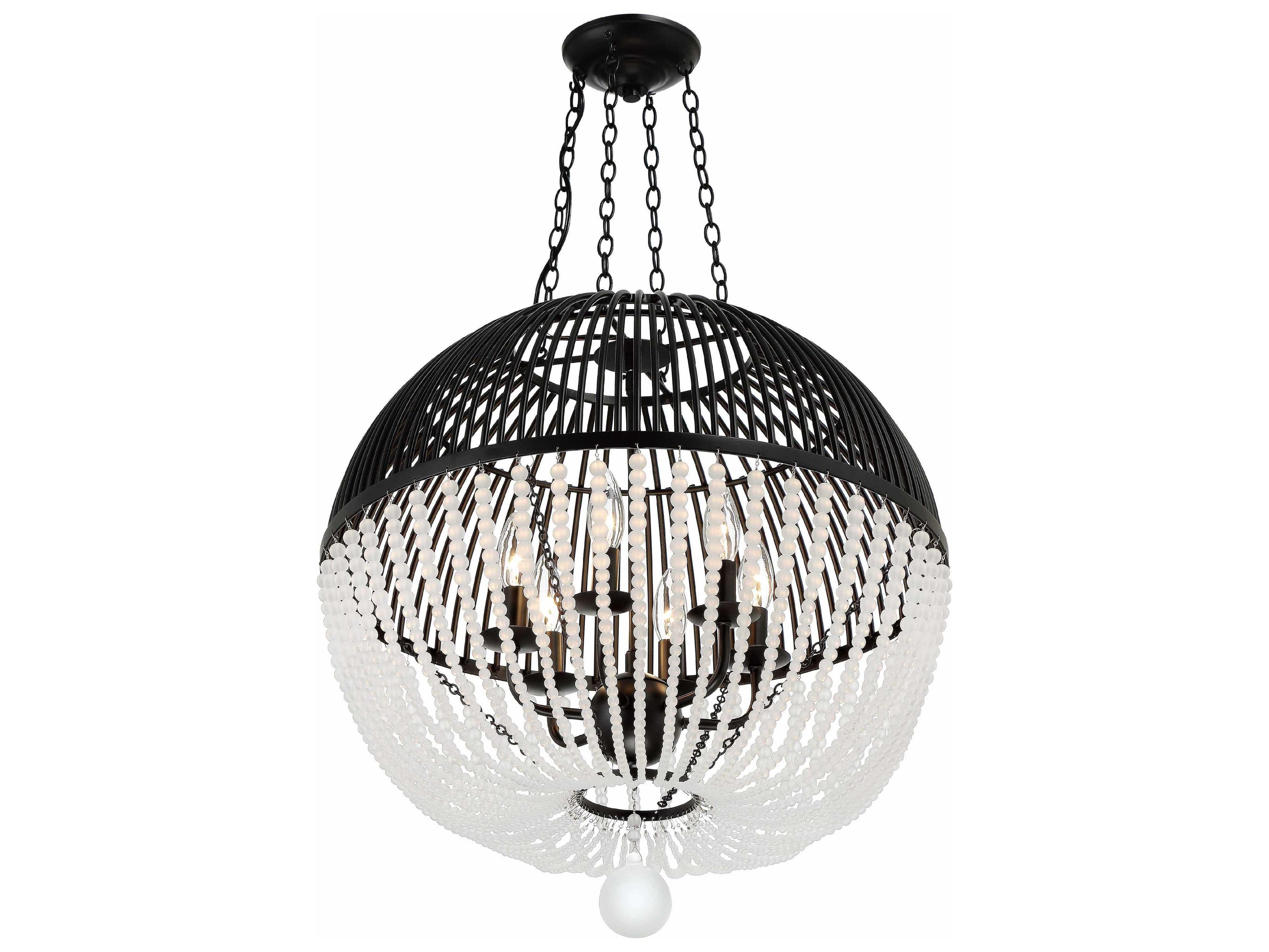 Crystorama Duval 6-Light Matte Black Glass Candelabra Globe Chandelier