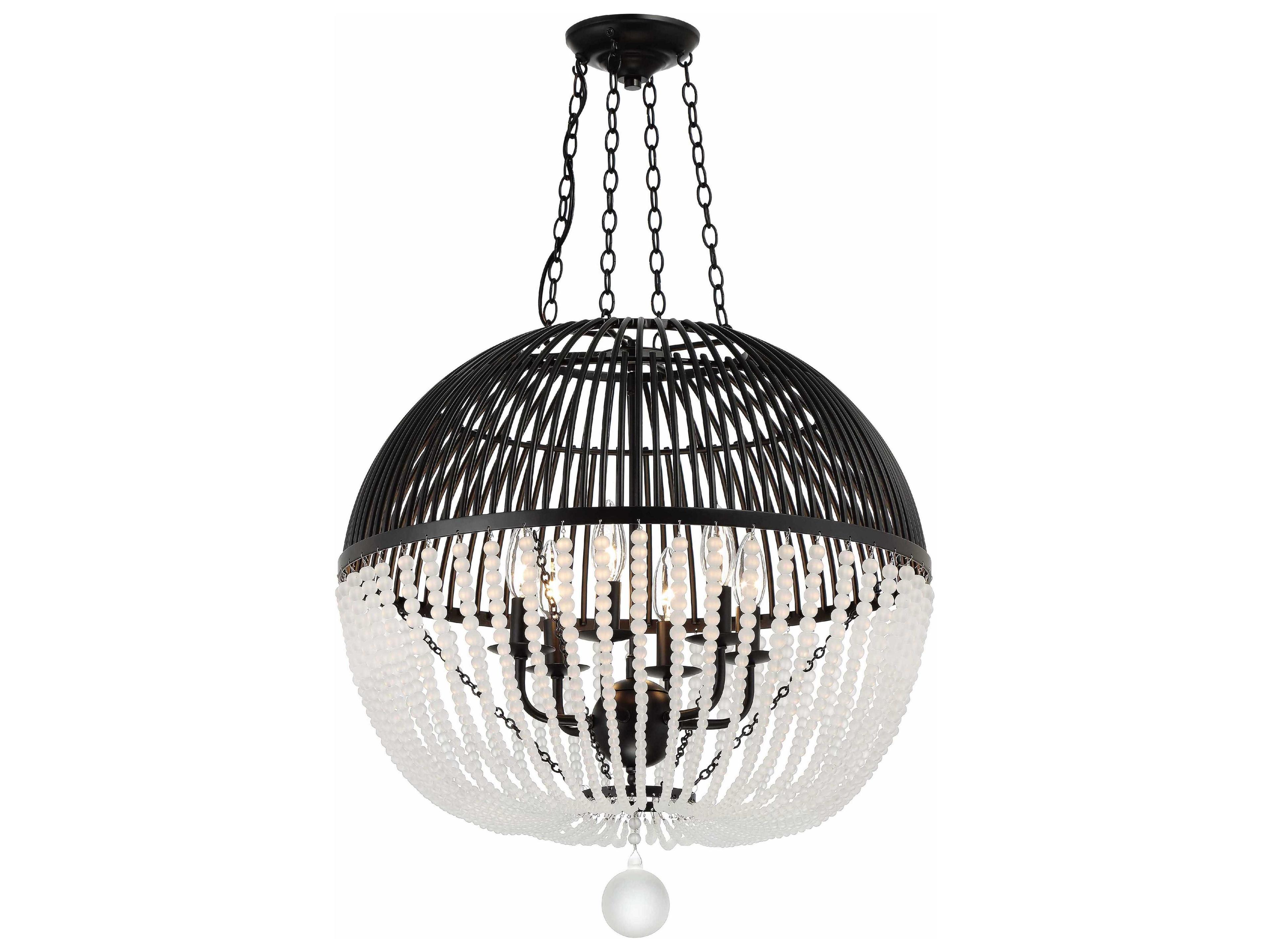 Crystorama Duval 6-Light Matte Black Glass Candelabra Globe Chandelier