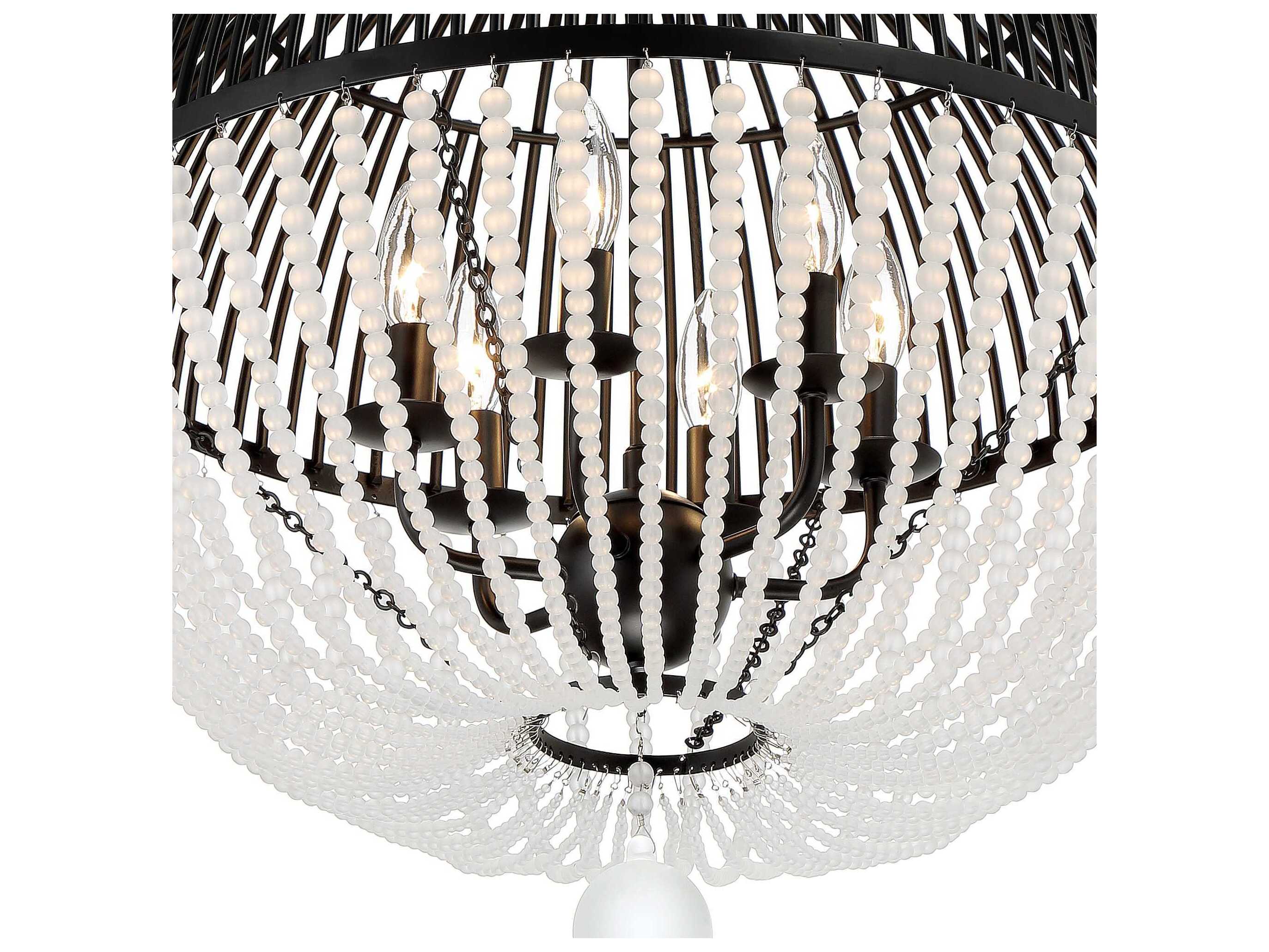 Crystorama Duval 6-Light Matte Black Glass Candelabra Globe Chandelier