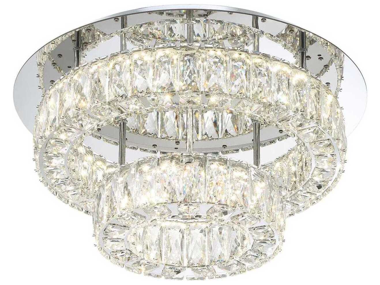 Crystorama Kinsley 1-Light Polished Chrome Round Tiered Flush Mount