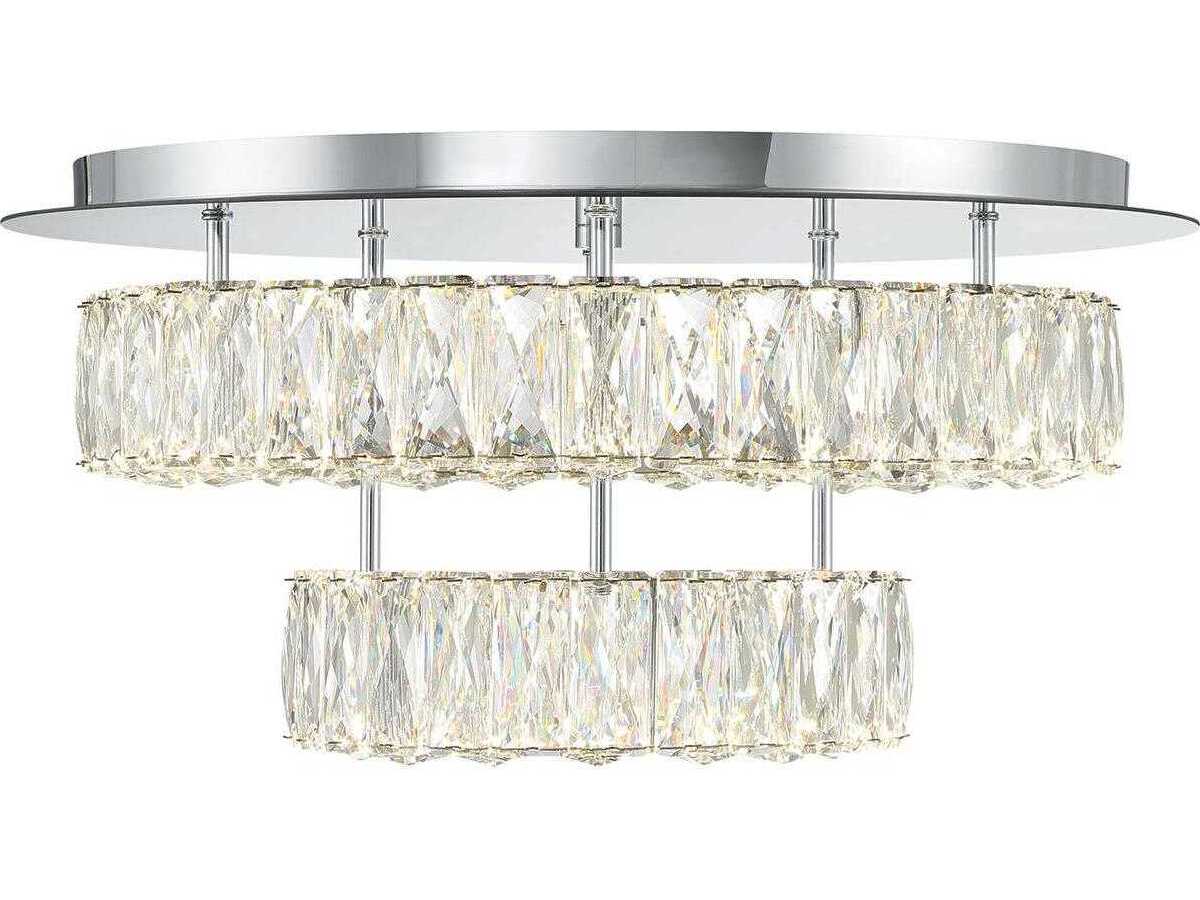 Crystorama Kinsley 1-Light Polished Chrome Round Tiered Flush Mount