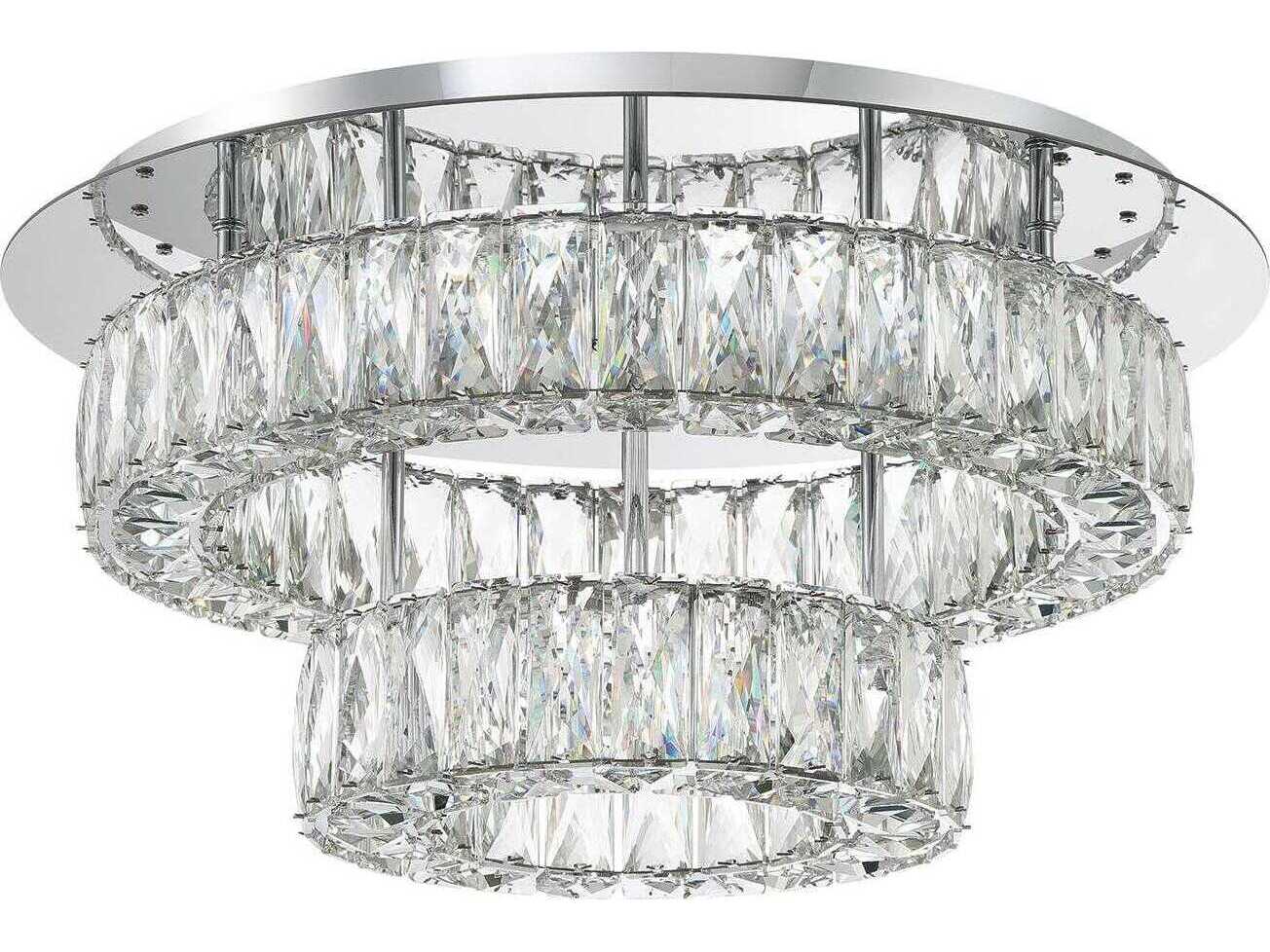 Crystorama Kinsley 1-Light Polished Chrome Round Tiered Flush Mount