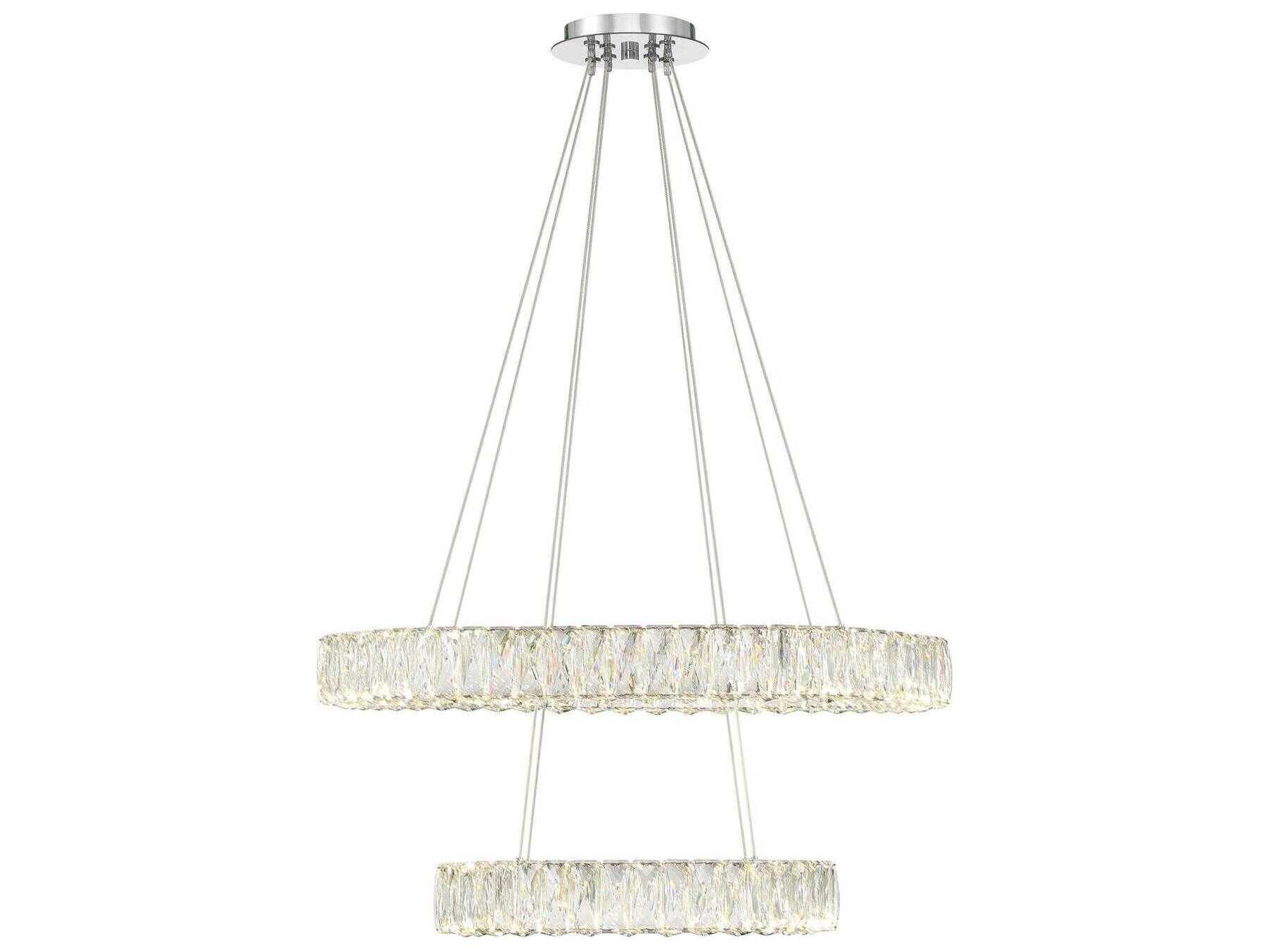 Crystorama Kinsley 1-Light Polished Chrome Round Tiered Pendant