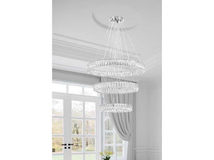 Crystorama Kinsley 1-Light Polished Chrome Round Tiered Pendant