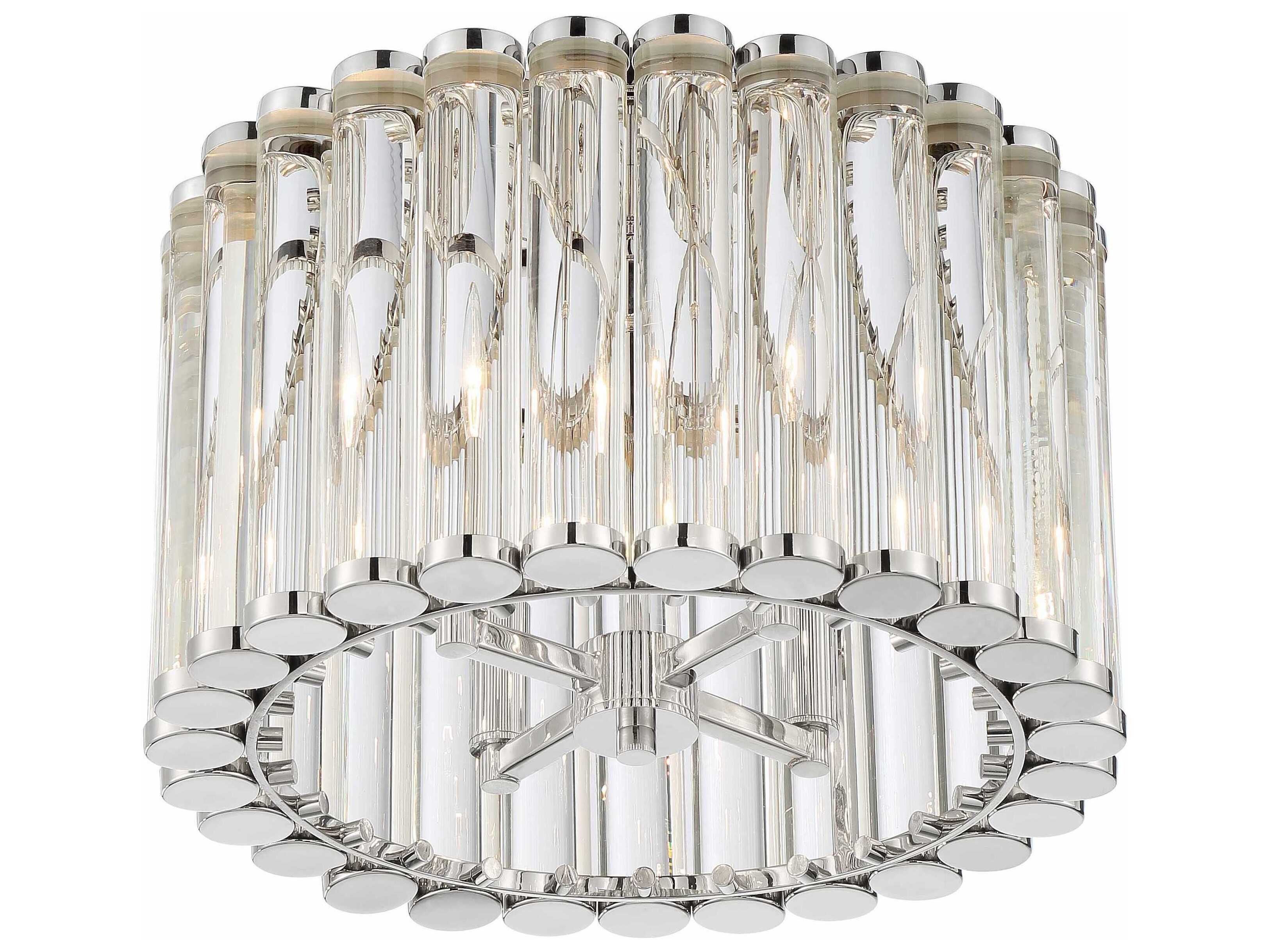 Crystorama Elliot 4-Light Polished Nickel Glass Drum Flush Mount