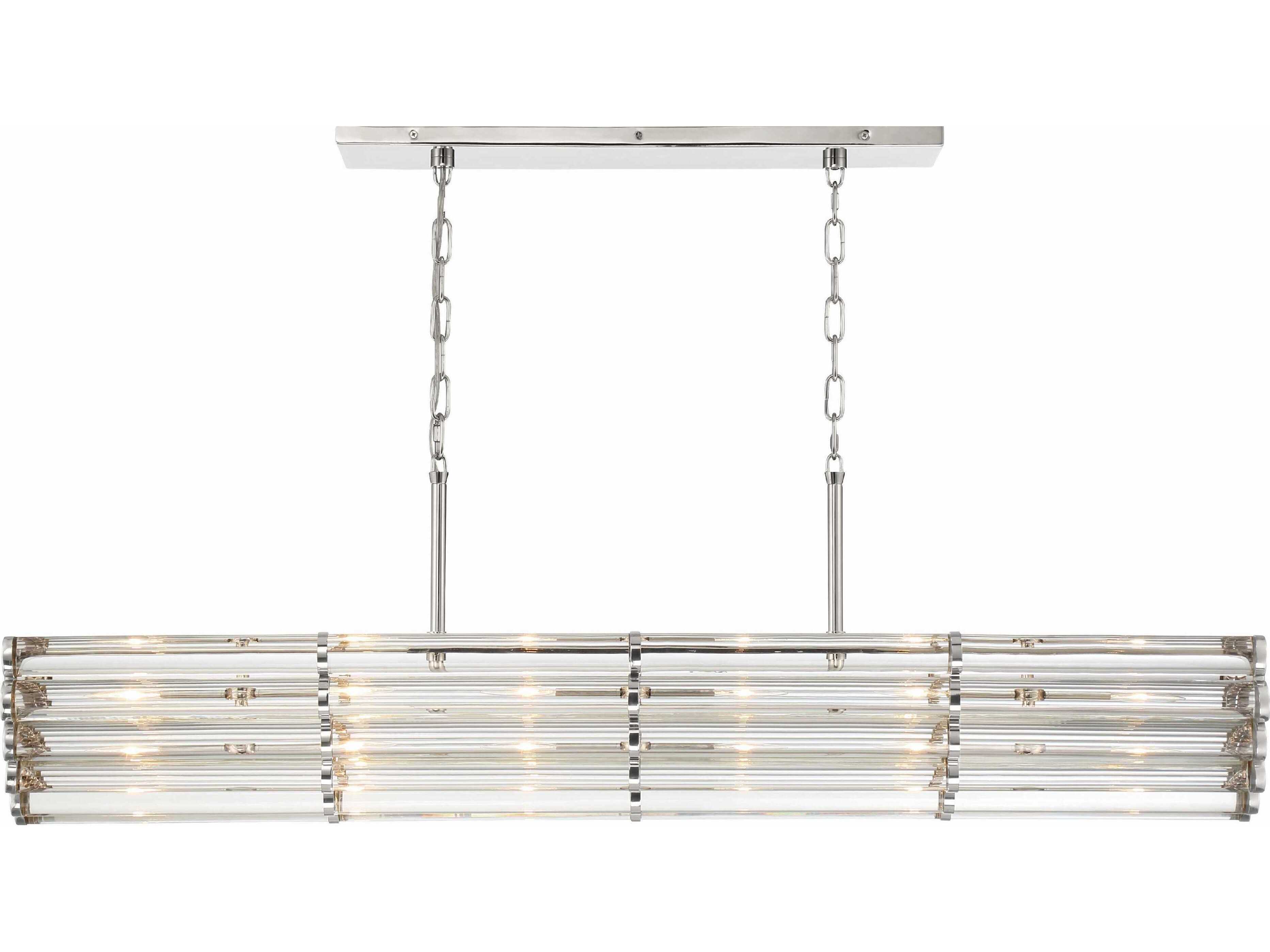 Crystorama Elliot 6-Light Polished Nickel Glass Geometric Island Pendant