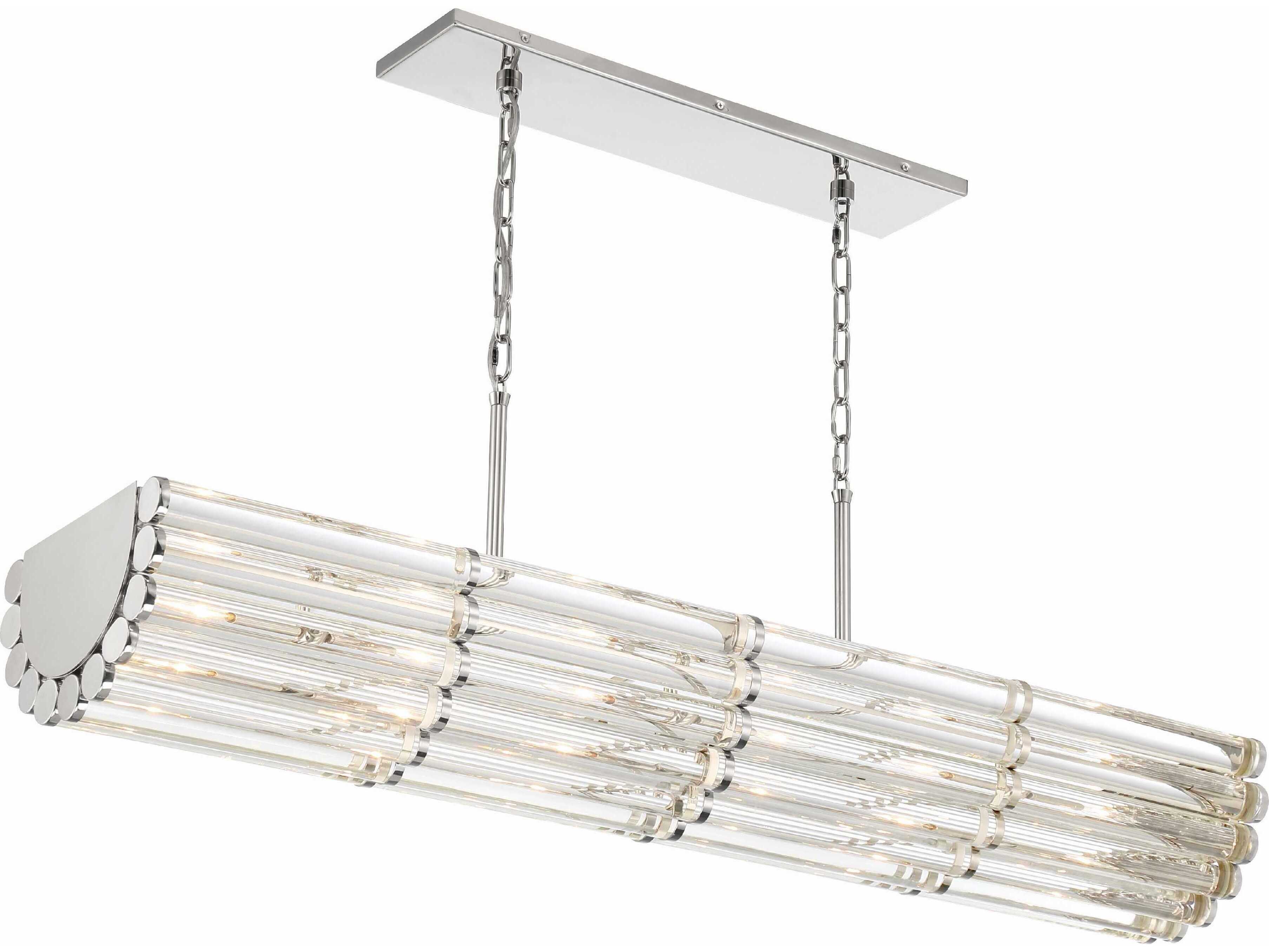 Crystorama Elliot 6-Light Polished Nickel Glass Geometric Island Pendant