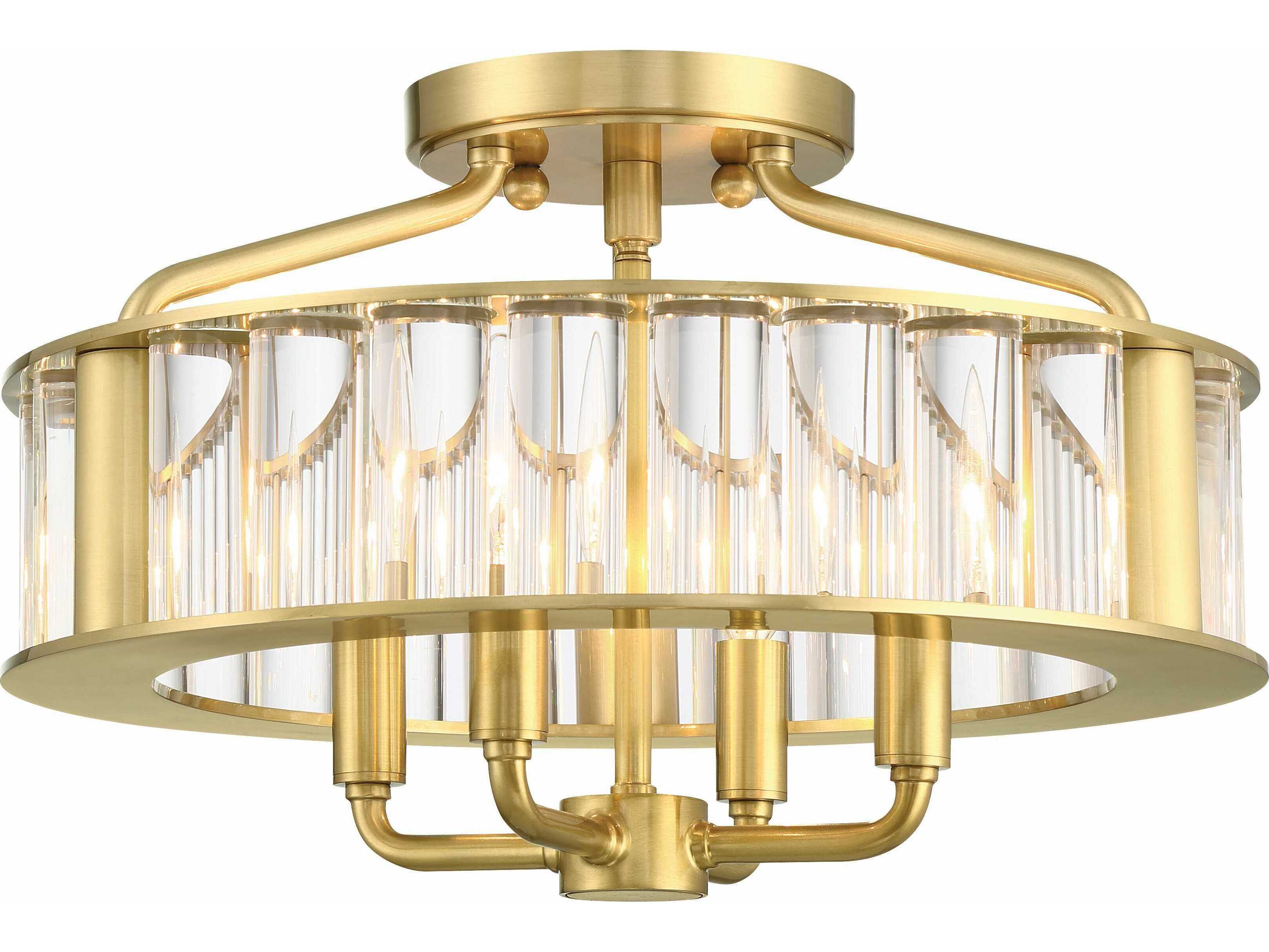Crystorama Farris 4-Light Aged Brass Glass Semi Flush Mount