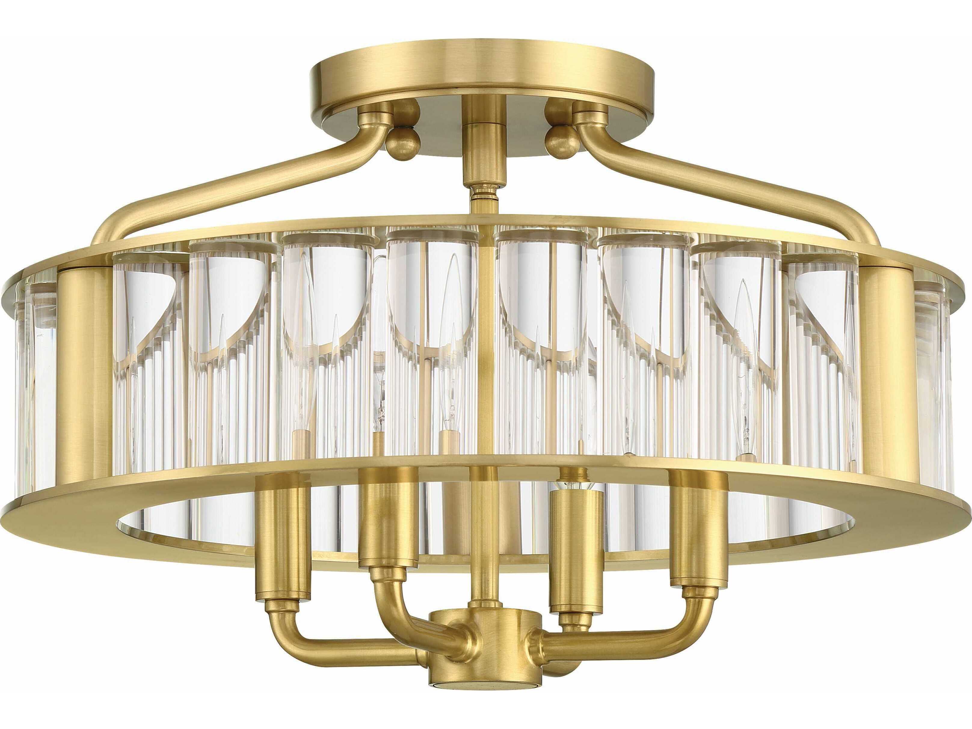 Crystorama Farris 4-Light Aged Brass Glass Semi Flush Mount