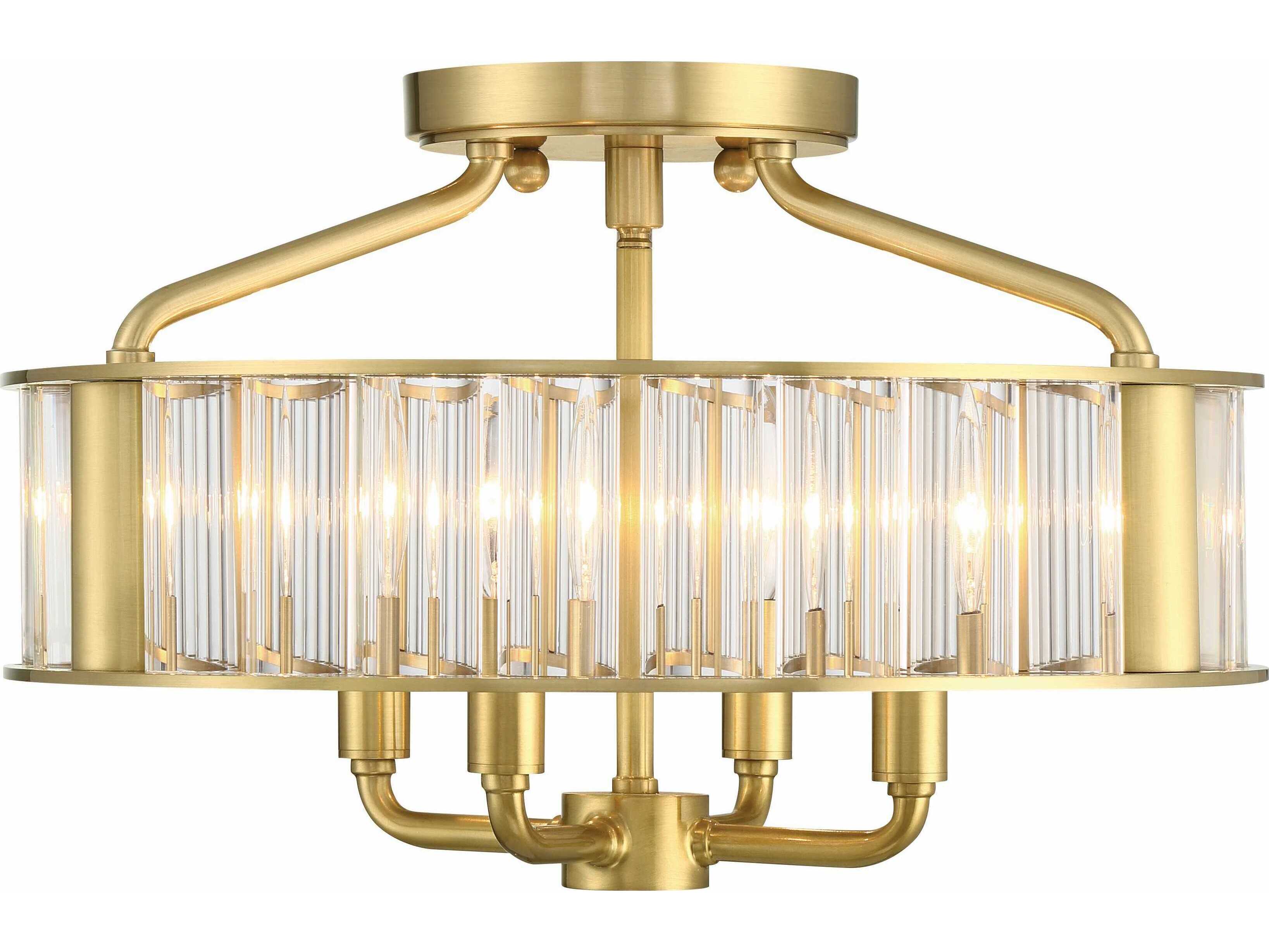 Crystorama Farris 4-Light Aged Brass Glass Semi Flush Mount