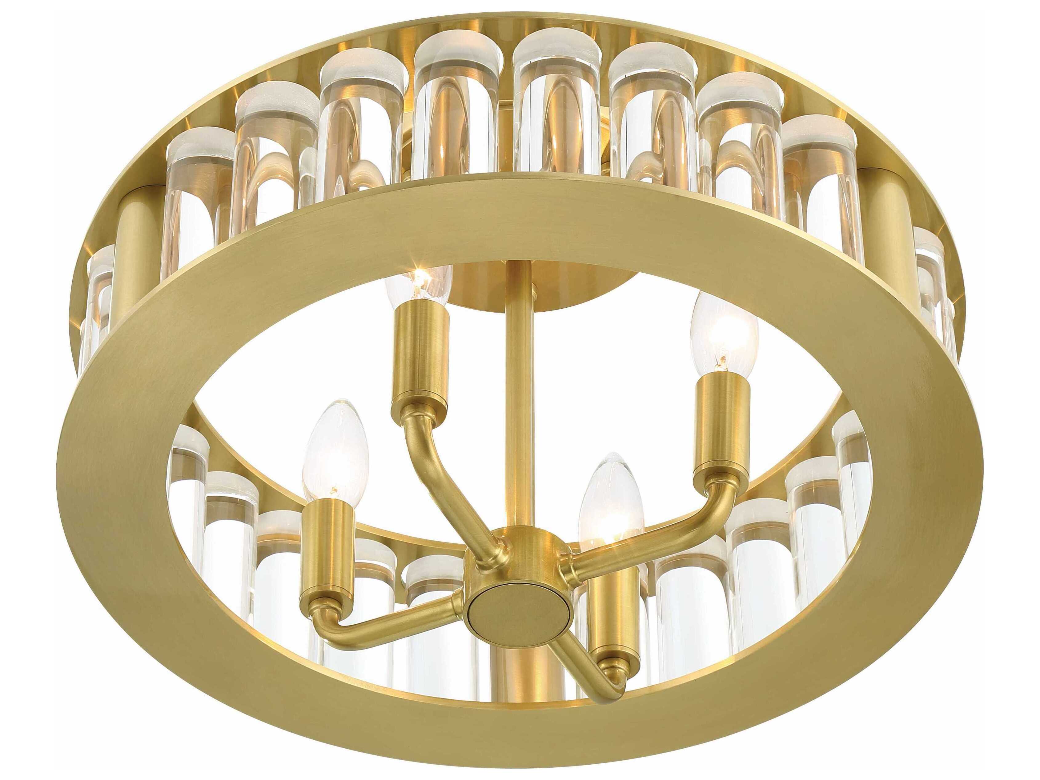 Crystorama Farris 4-Light Aged Brass Glass Semi Flush Mount