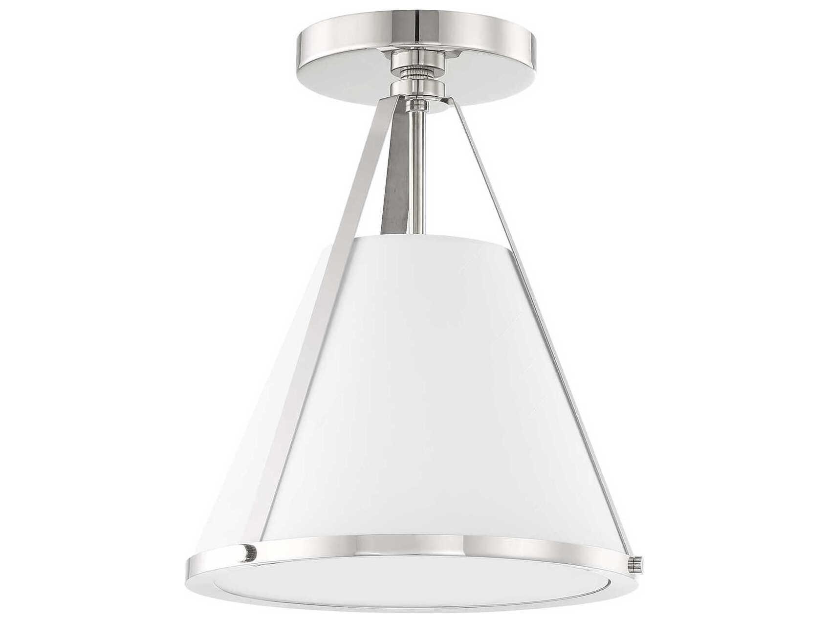 Crystorama Fulton 1-Light Polished Nickel Empire Semi Flush Mount