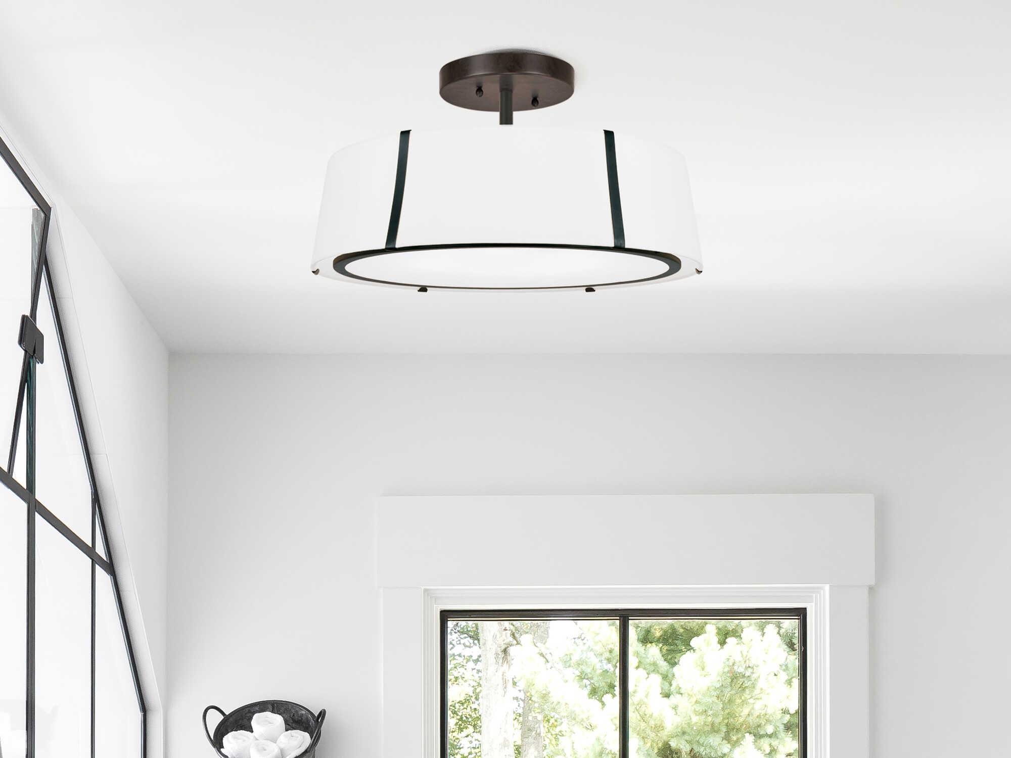 Crystorama Fulton 6-Light White Drum Flush Mount