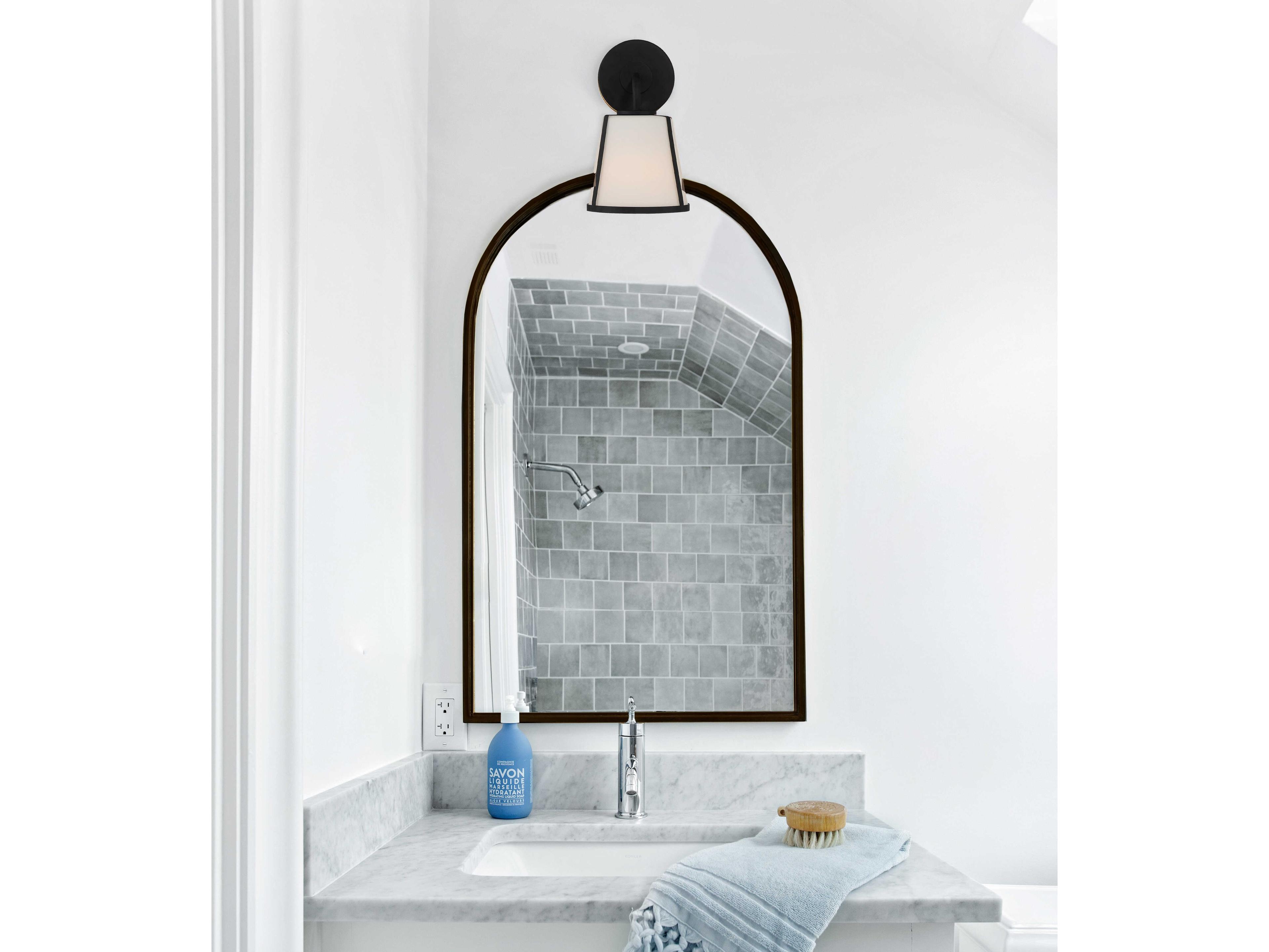 Crystorama Fulton 1-Light Black Glass Wall Sconce