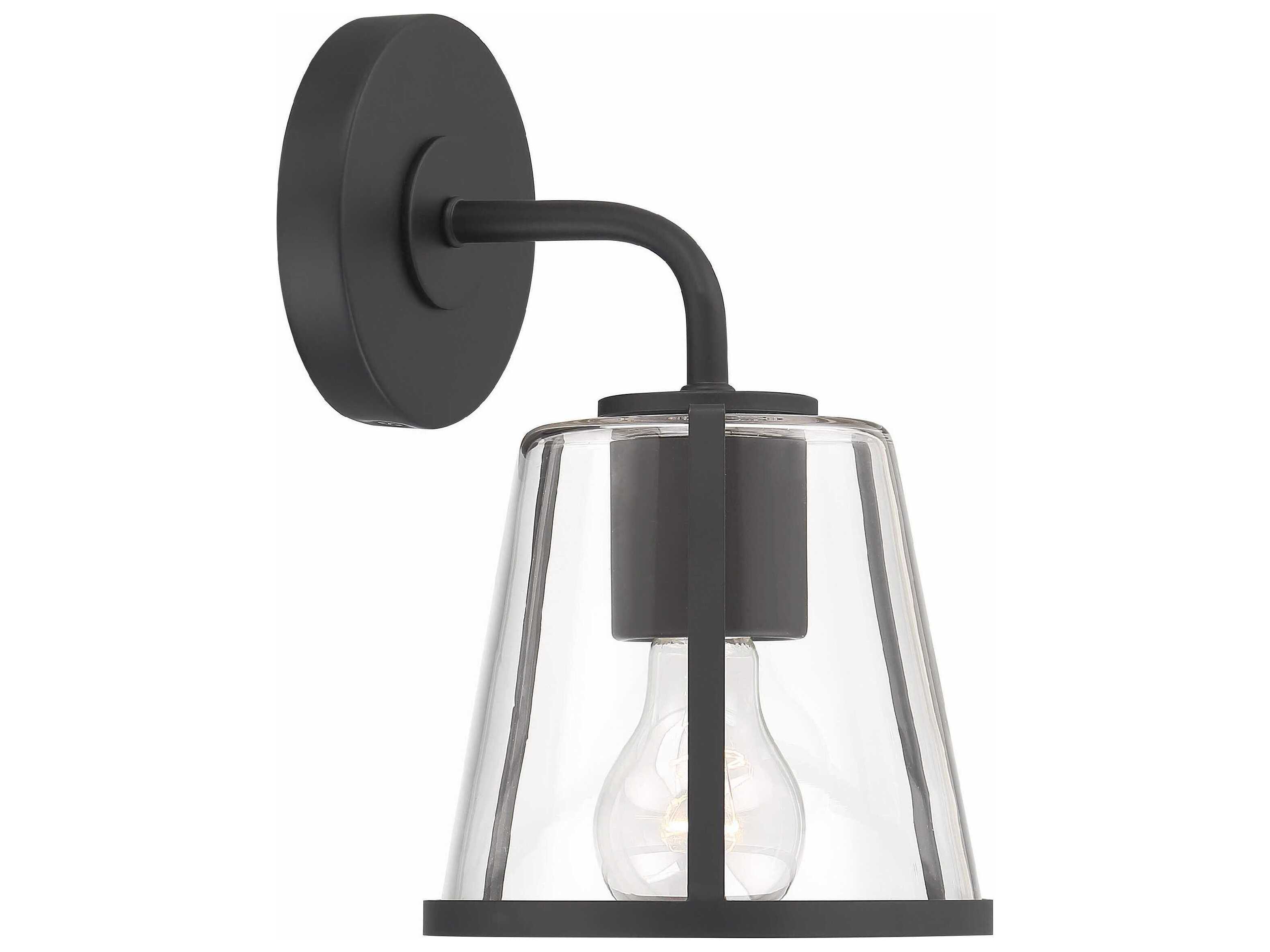 Crystorama Fulton 1-Light Black Glass Wall Sconce