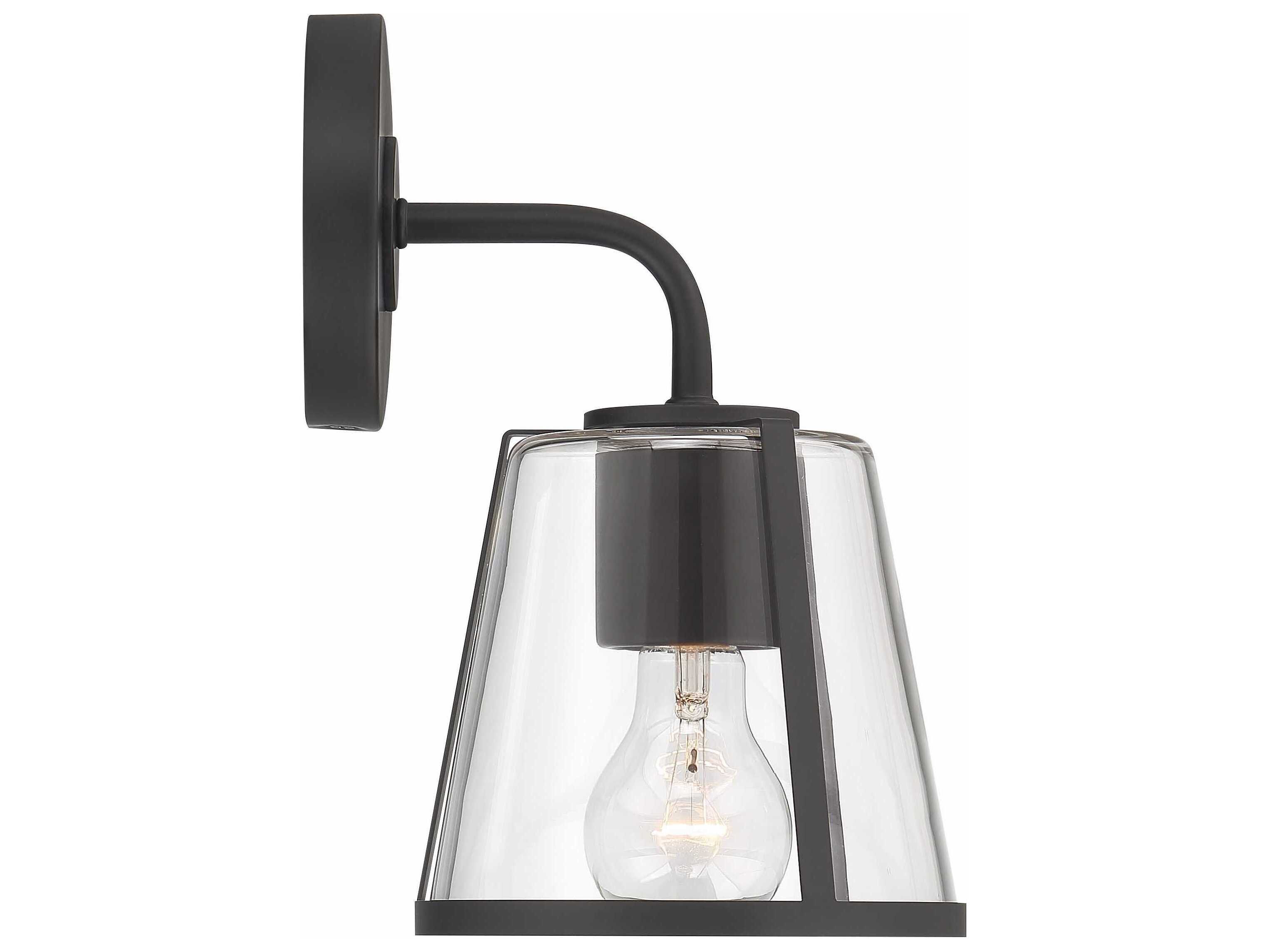 Crystorama Fulton 1-Light Black Glass Wall Sconce