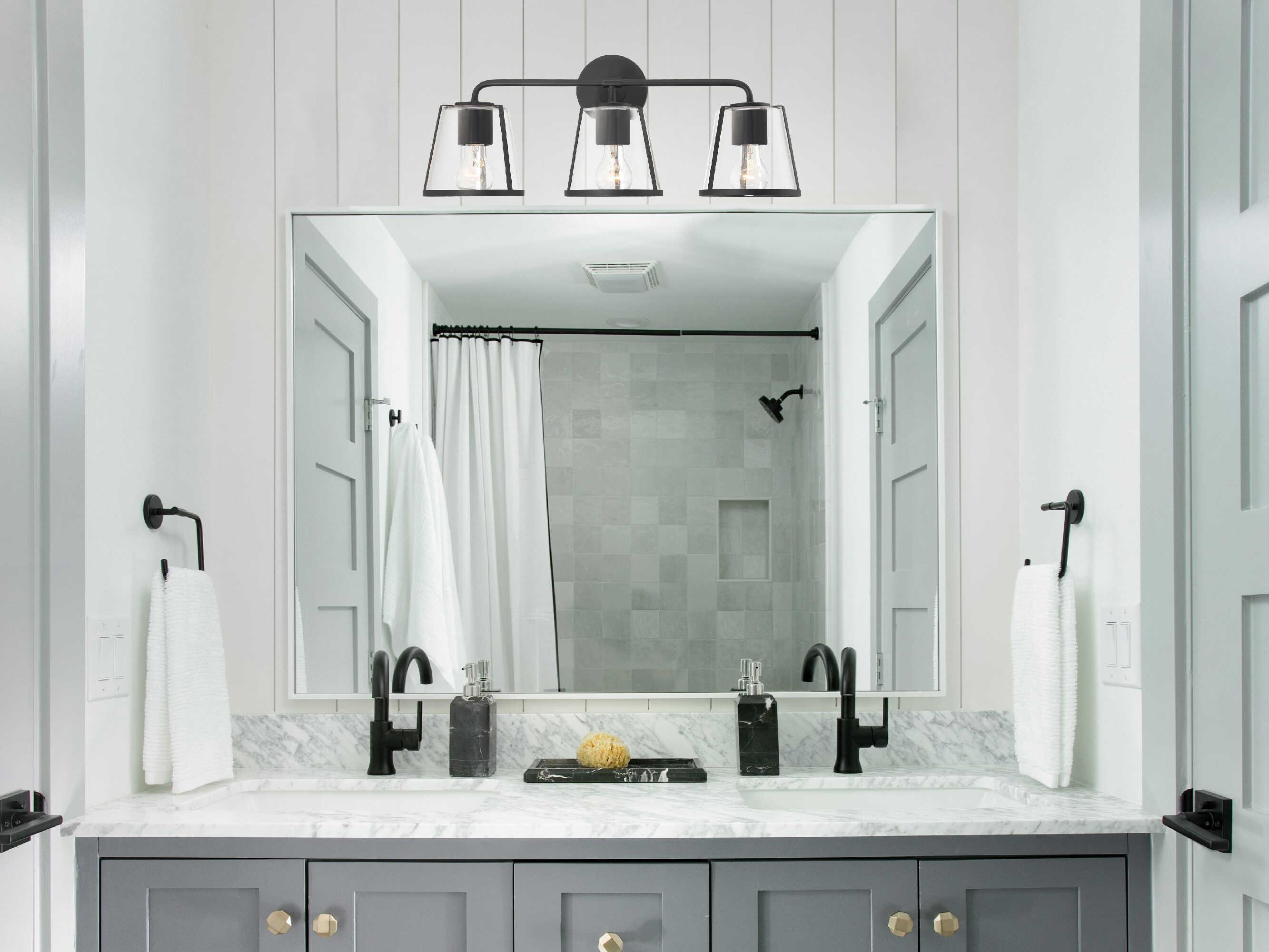 Crystorama Fulton 3-Light Black Glass Vanity Light