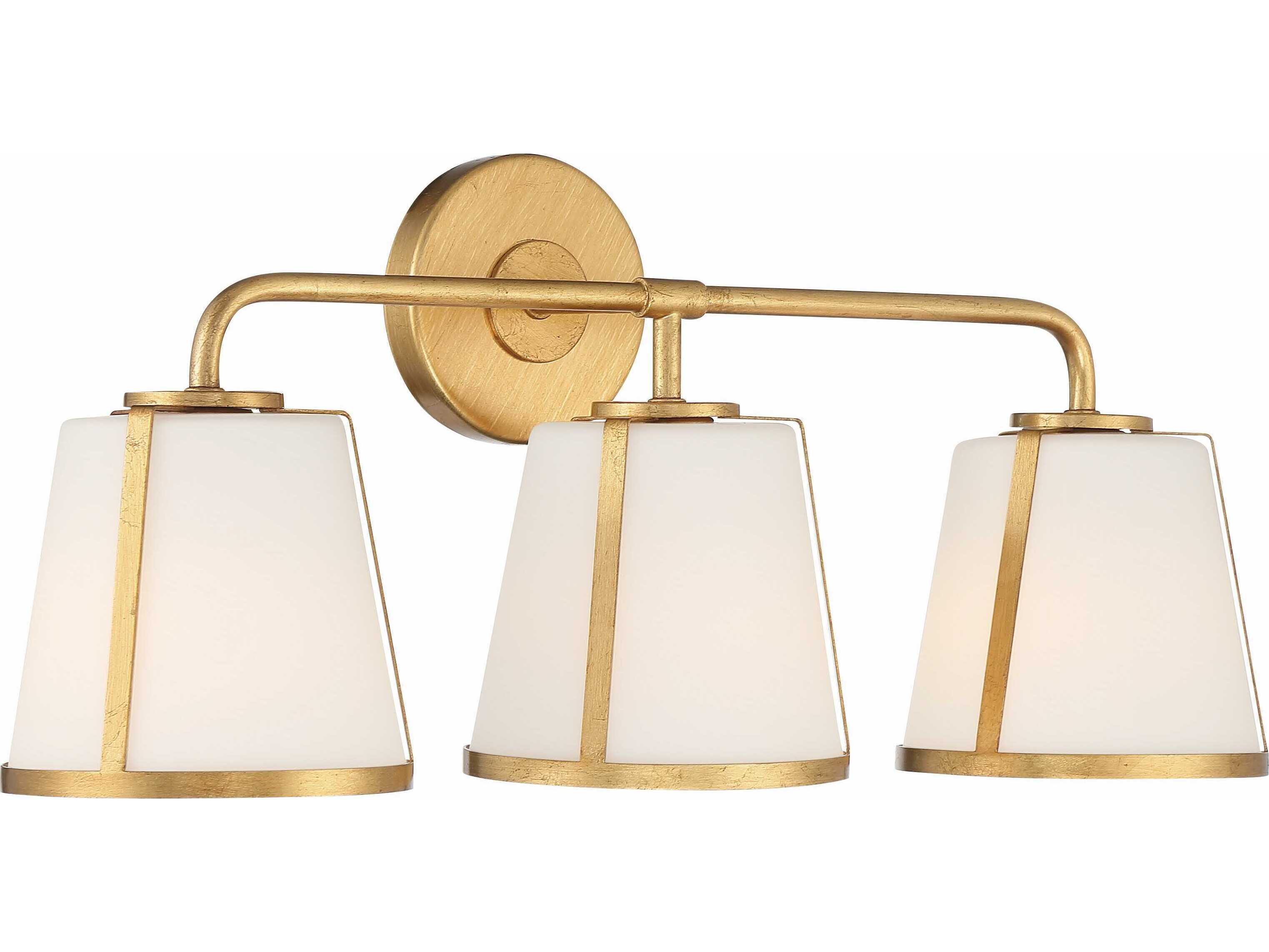 Crystorama Fulton 3-Light Antique Gold Glass Vanity Light