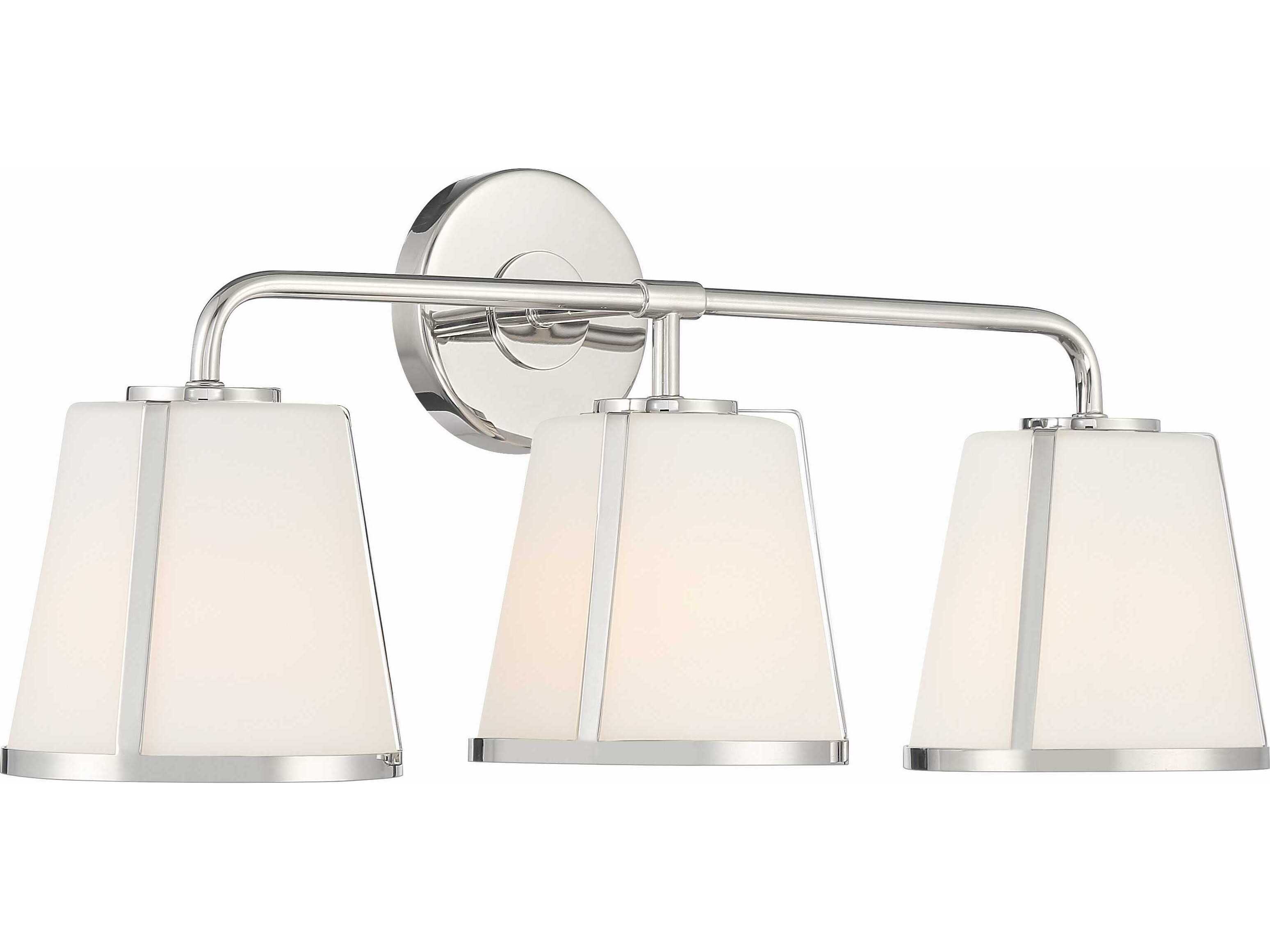 Crystorama Fulton 3-Light Polished Nickel Glass Vanity Light