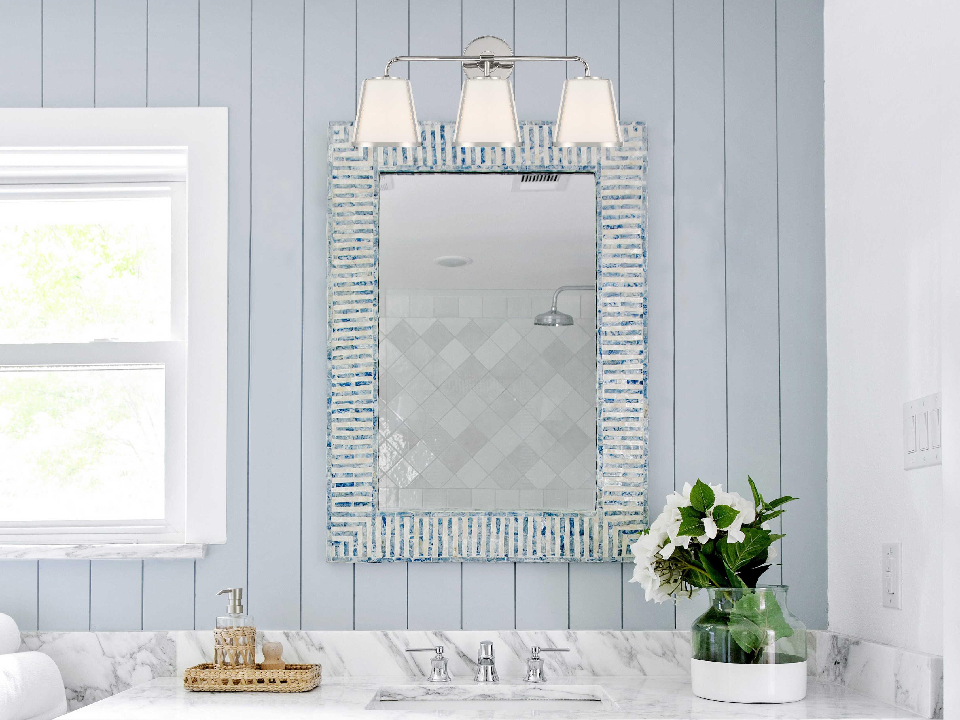 Crystorama Fulton 3-Light Polished Nickel Glass Vanity Light